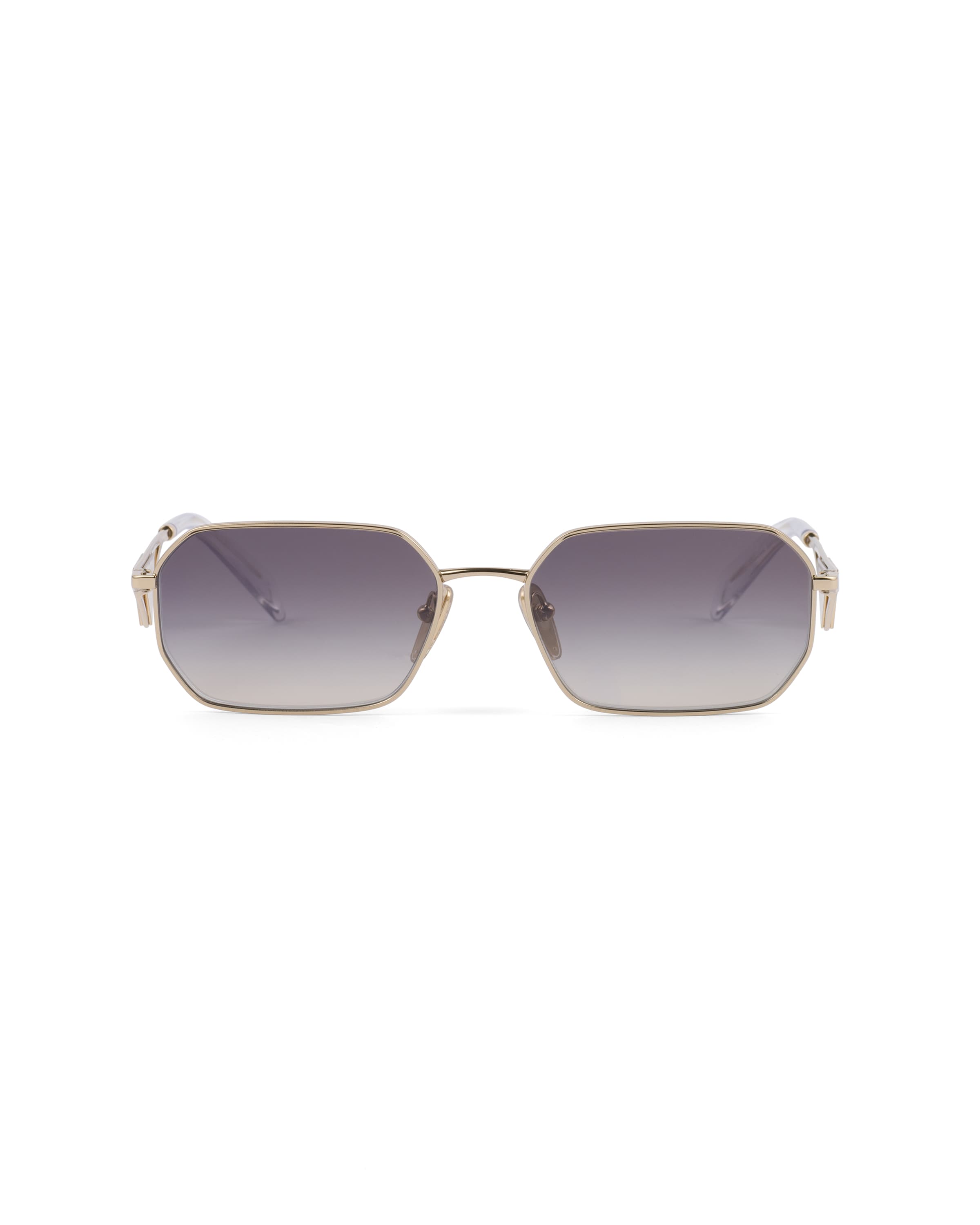 Prada Silver Triangle Logo Sunglasses In Gradient Iris Lenses