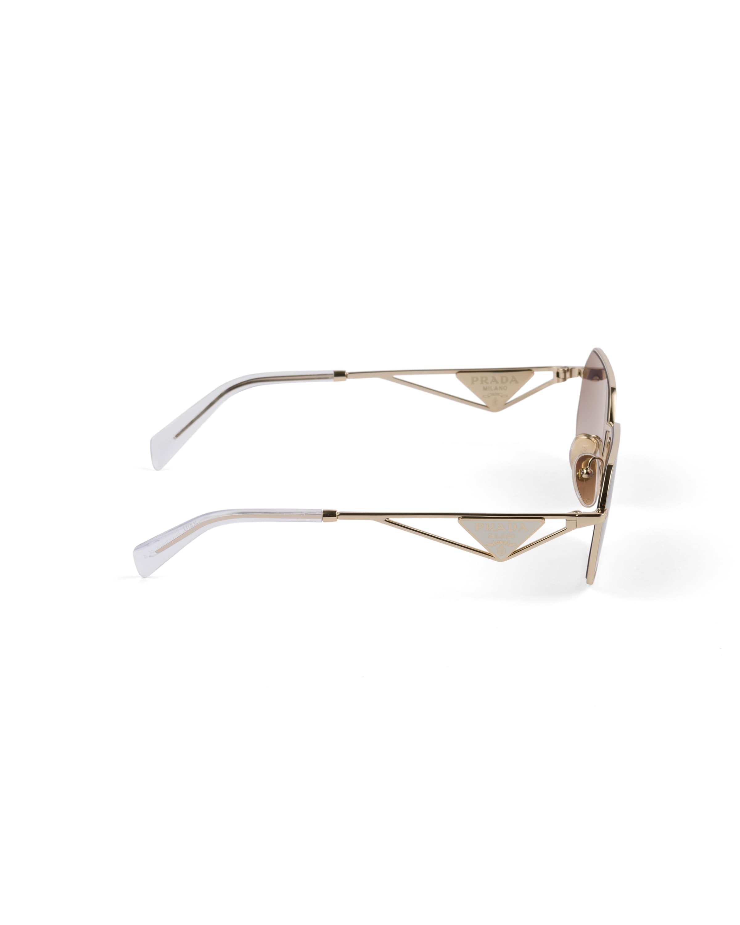 Prada Silver Triangle Logo Sunglasses In Gradient Iris Lenses