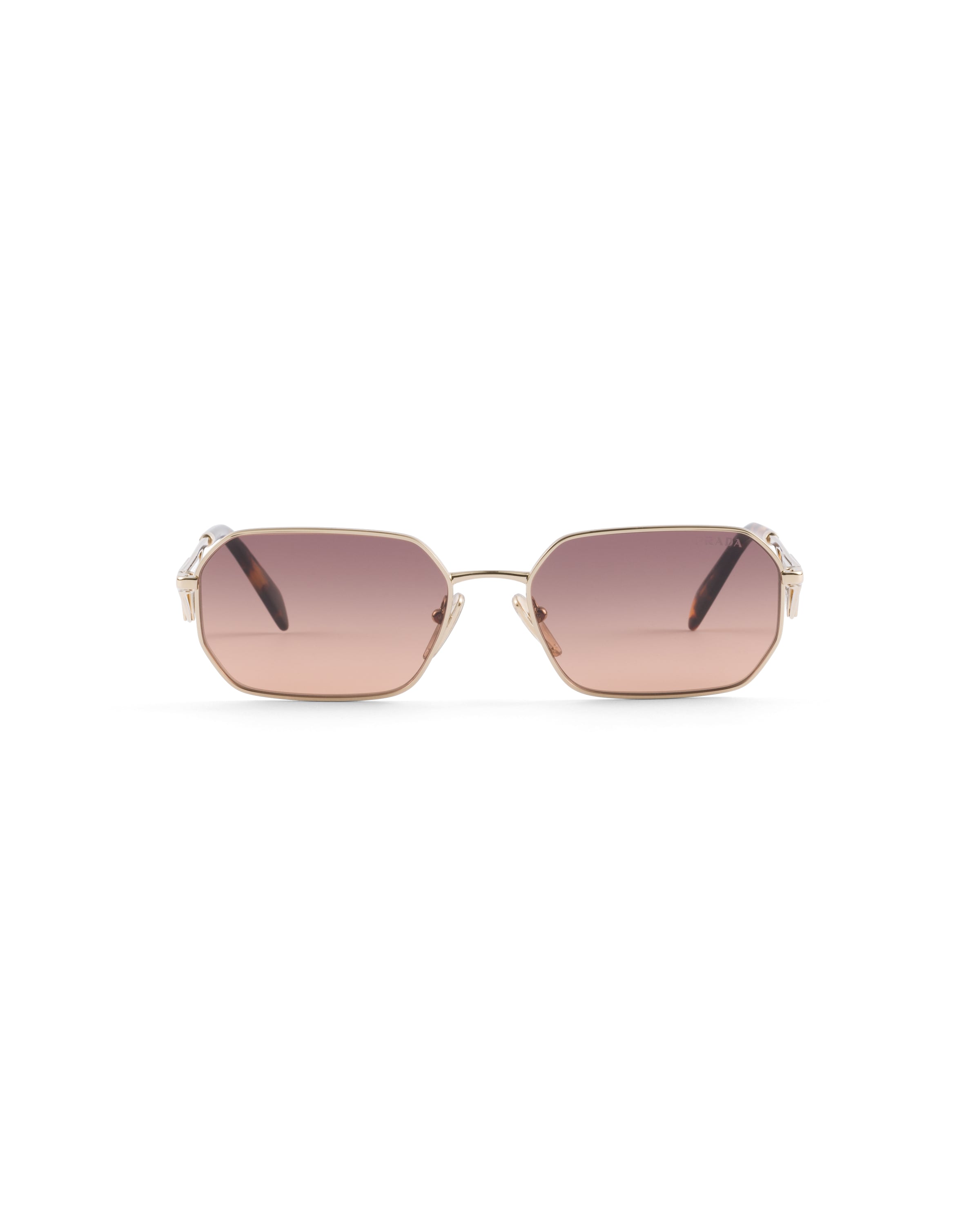 Prada Narrow Rectangular Sunglasses In Gradient Caramel Lenses