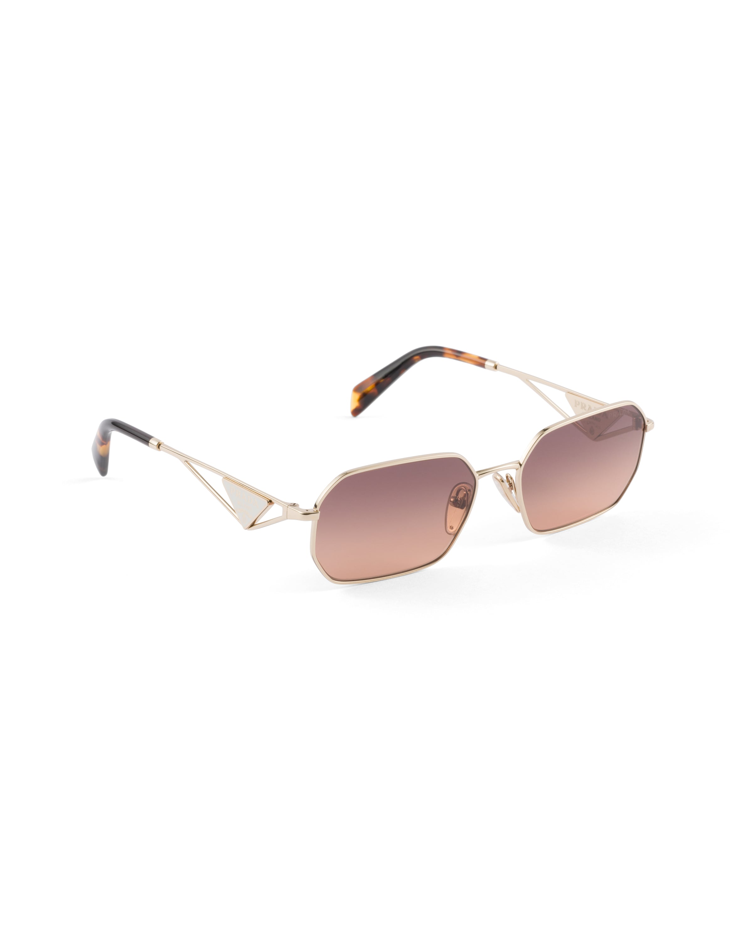 Prada Narrow Rectangular Sunglasses In Gradient Caramel Lenses