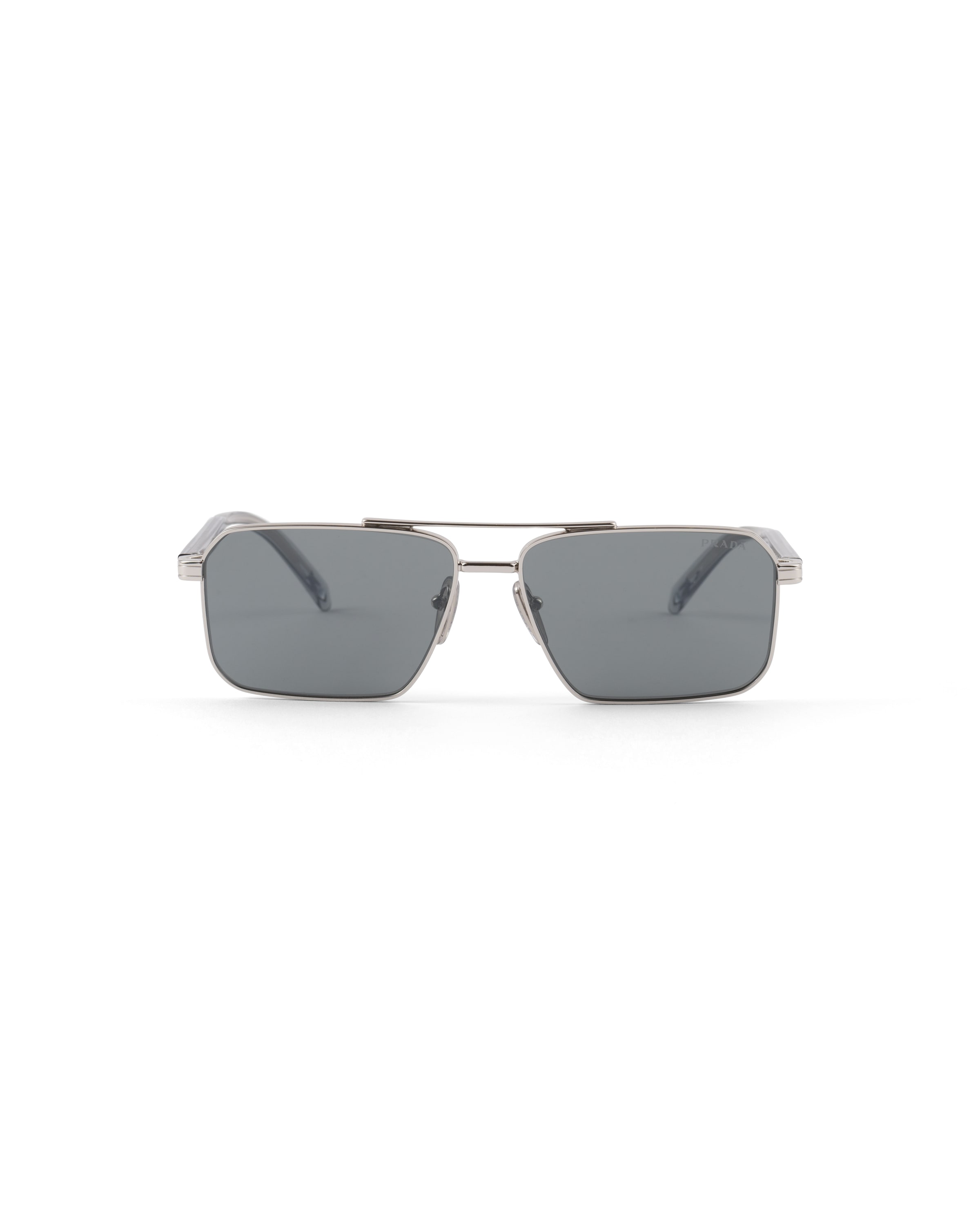 Prada Double Bridge Rectangle-frame Sunglasses In Dark Gray Lenses