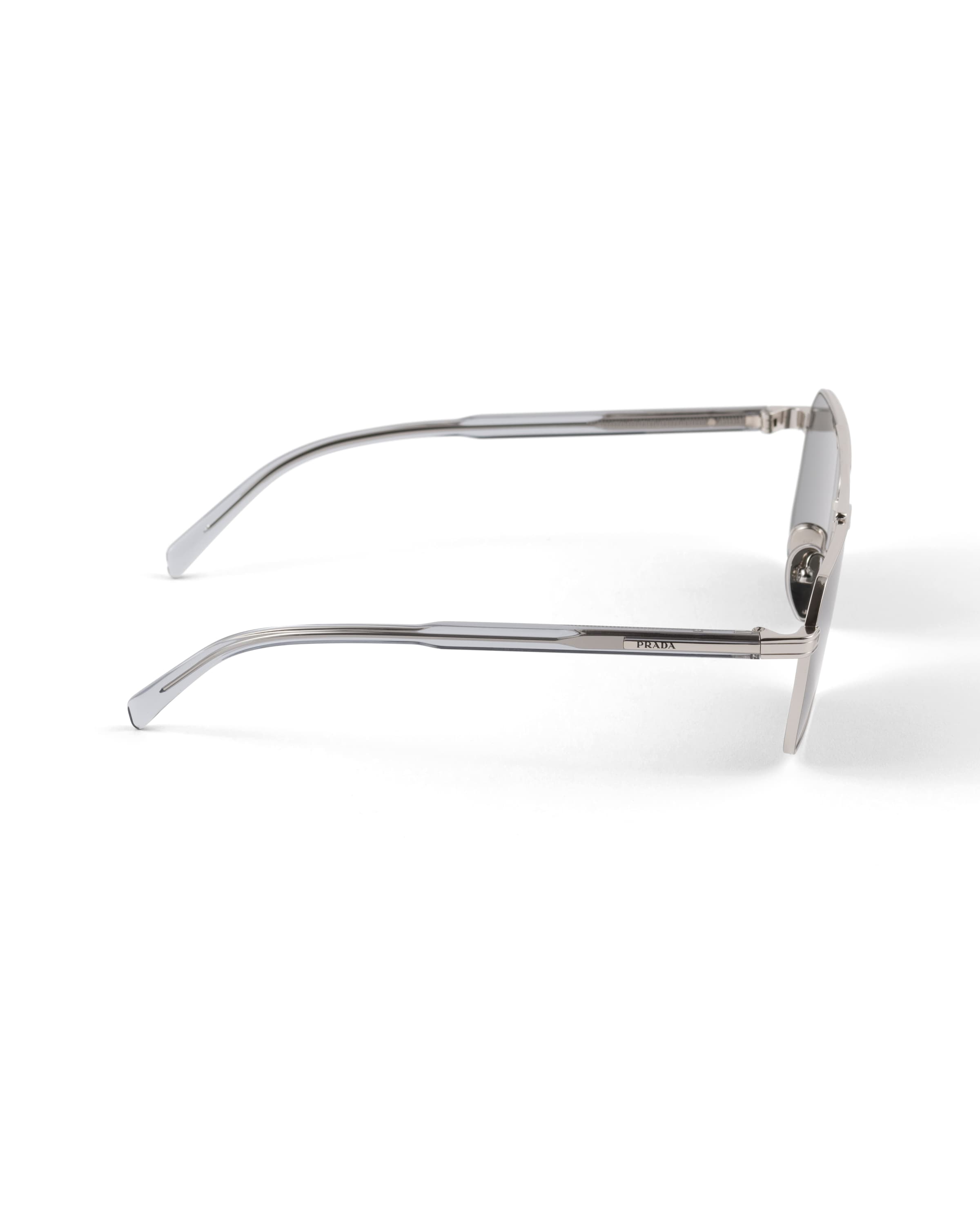 Prada Double Bridge Rectangle-frame Sunglasses In Dark Gray Lenses