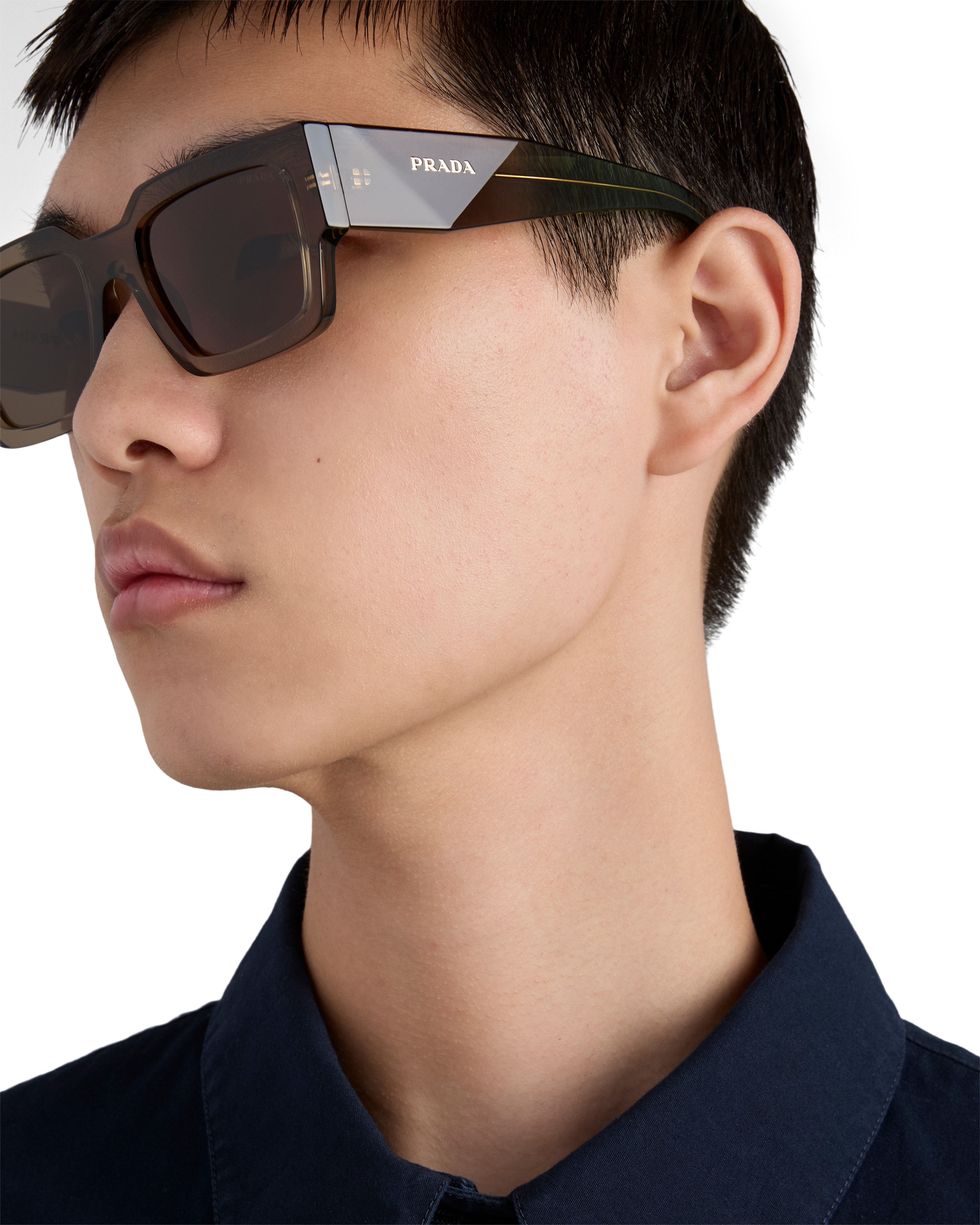 Prada Eyewear Rectangle Frame Sunglasses In Brown