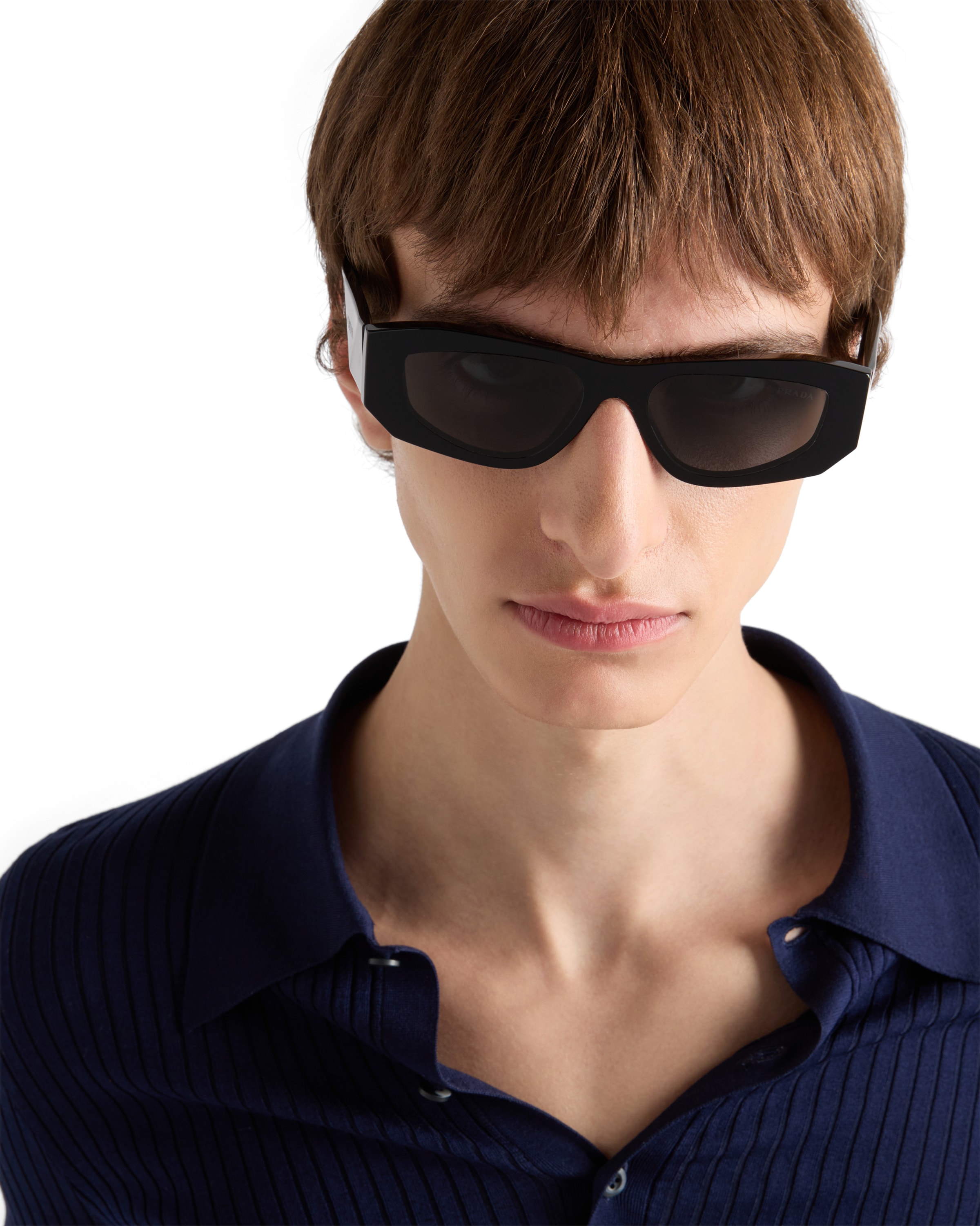 Prada Symbole Rectangular Sunglasses In Black