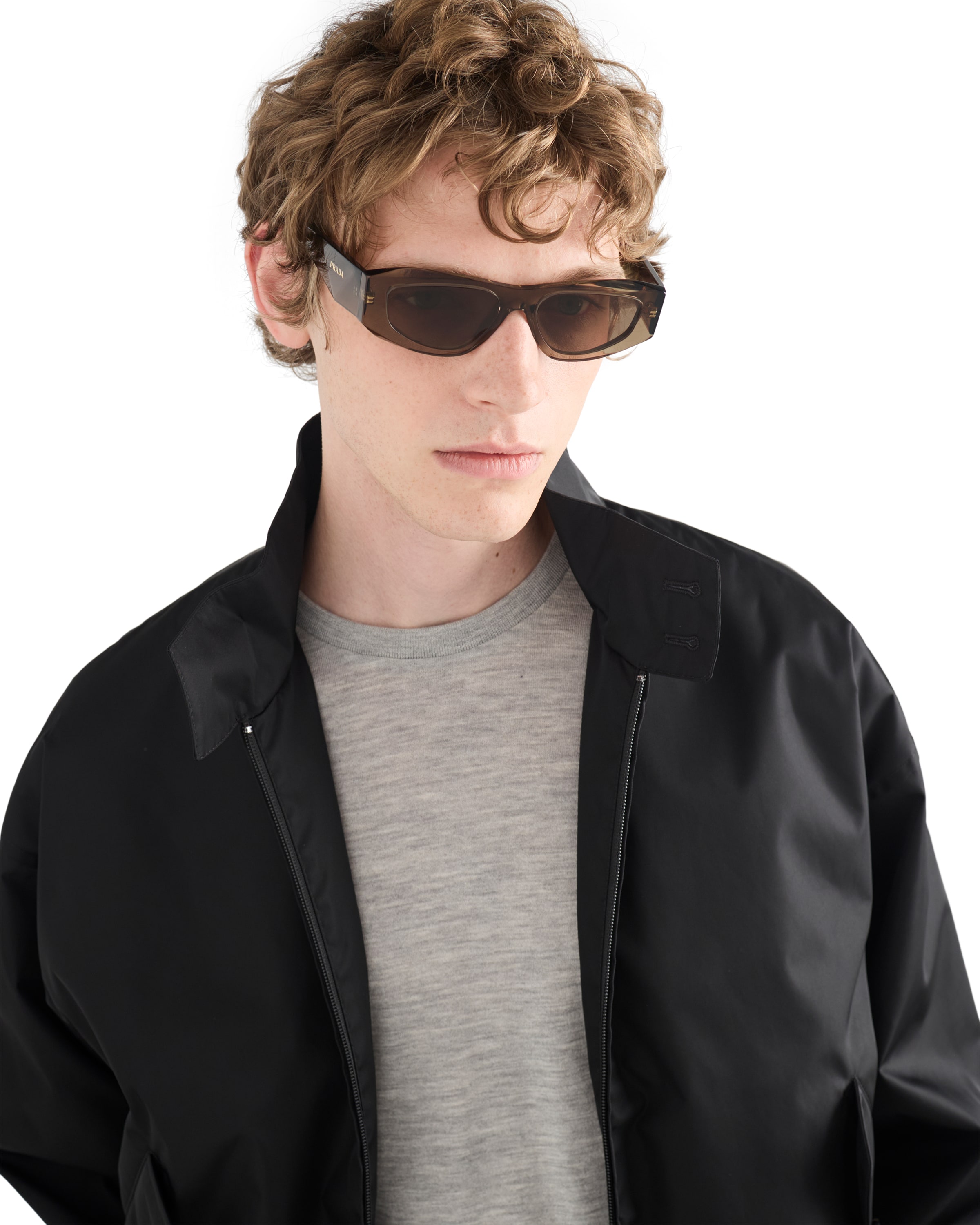 Prada Symbole Rectangular-frame Sunglasses In Brown