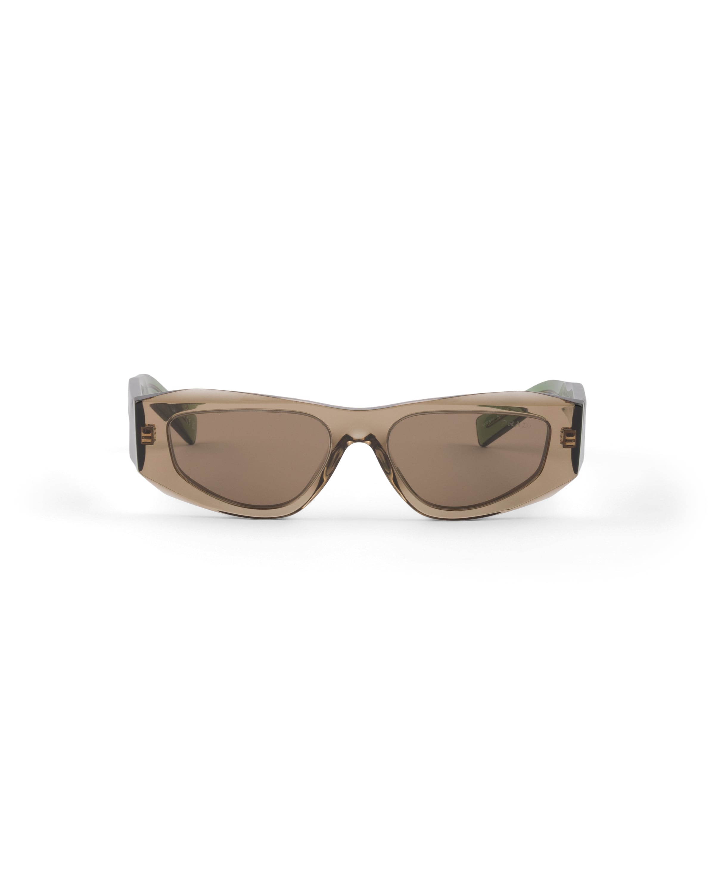Prada Symbole Rectangular-frame Sunglasses In Brown