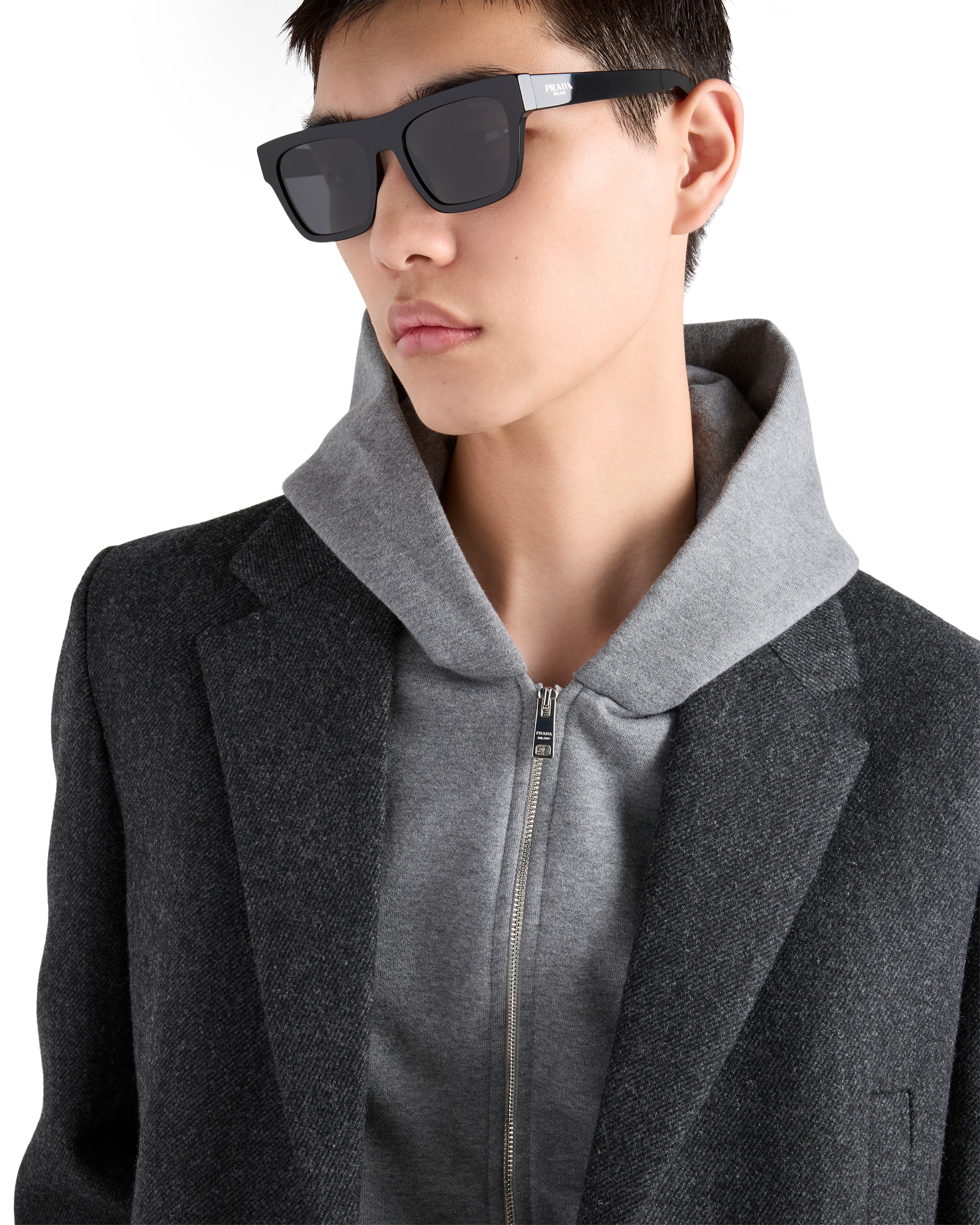 Prada Rectangular Frame Sunglasses In Gray
