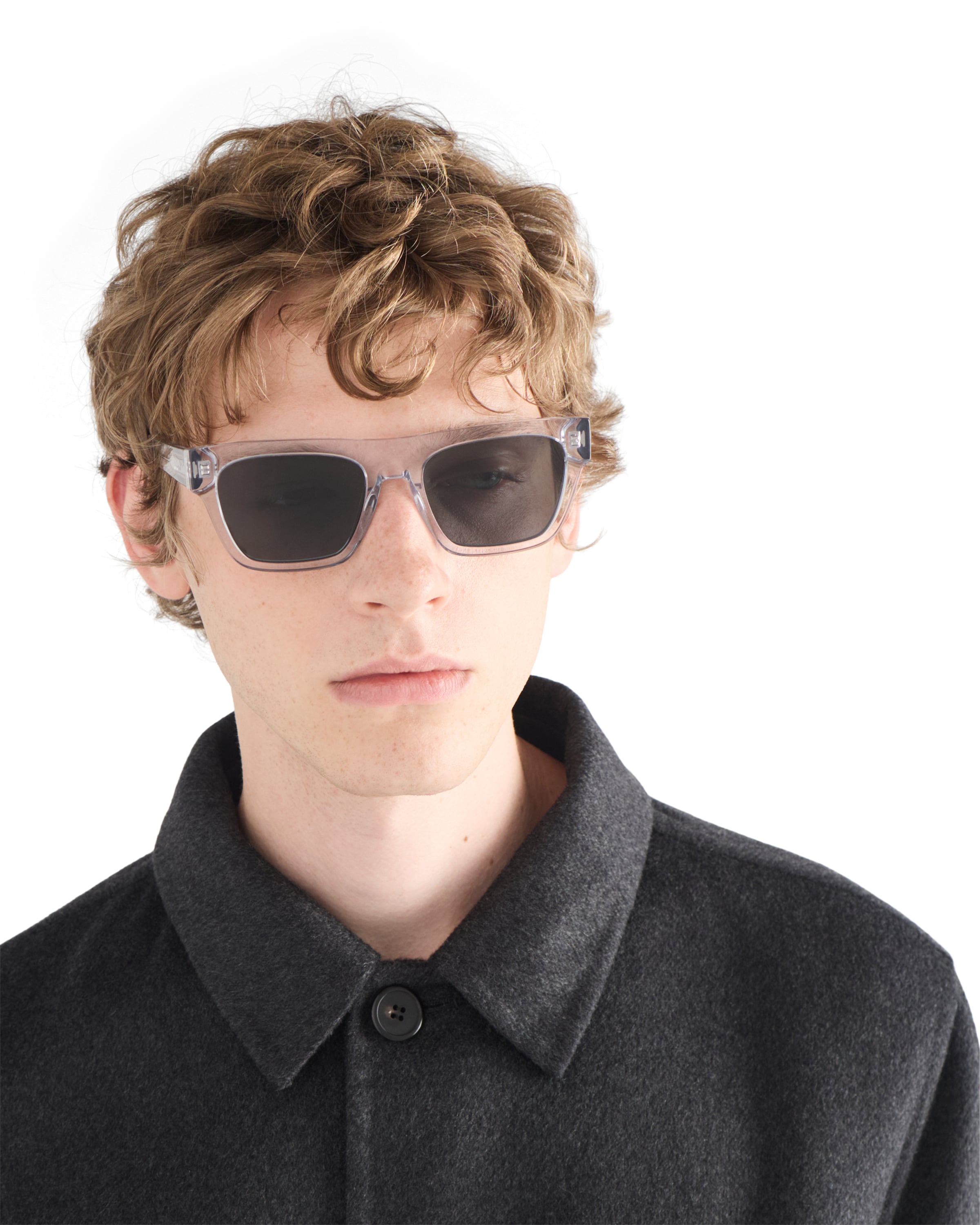 Prada Logo-print Rectangle-frame Sunglasses In Blue