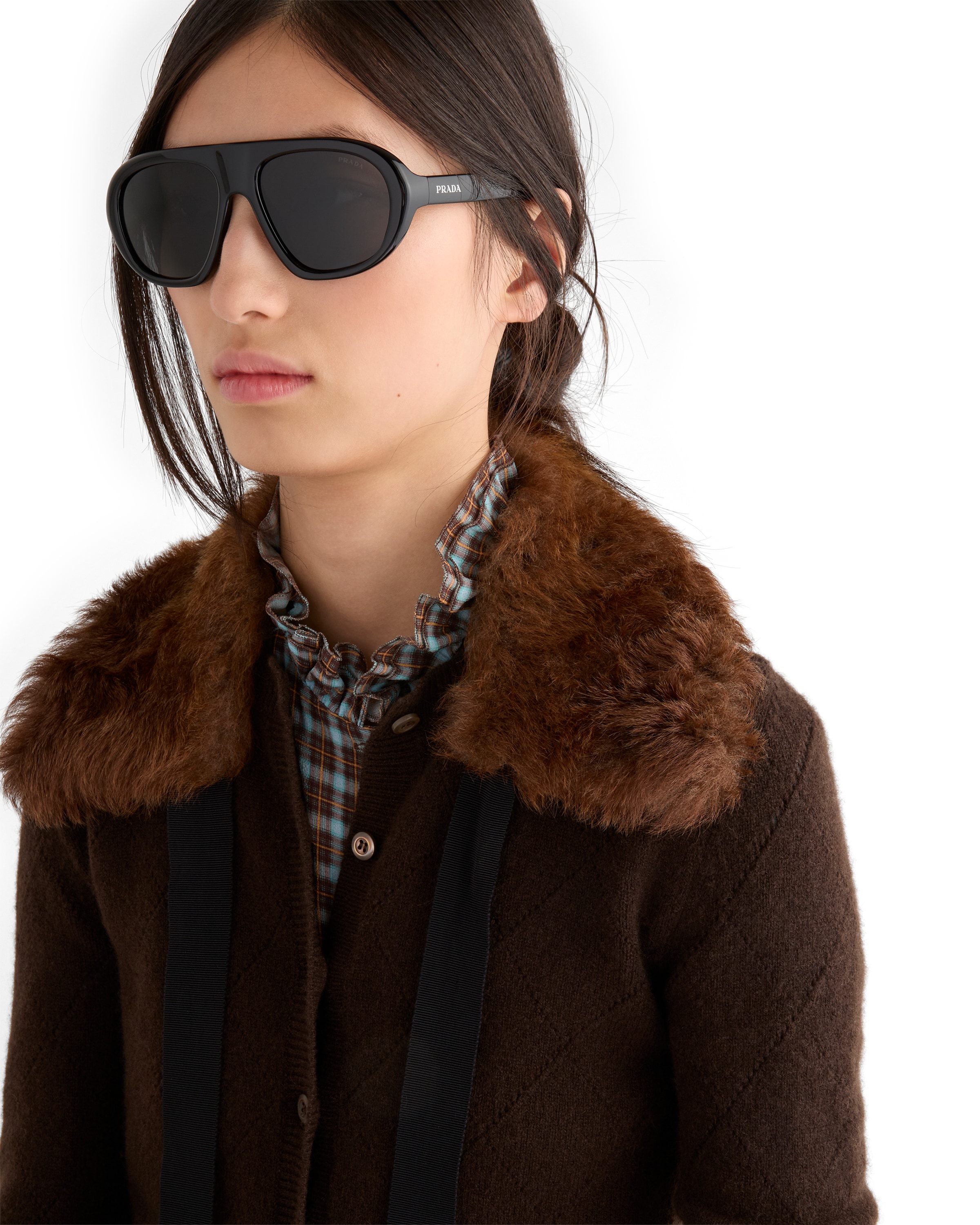 Prada Womens Black Pr C05s Irregular-frame Acetate Sunglasses In Black