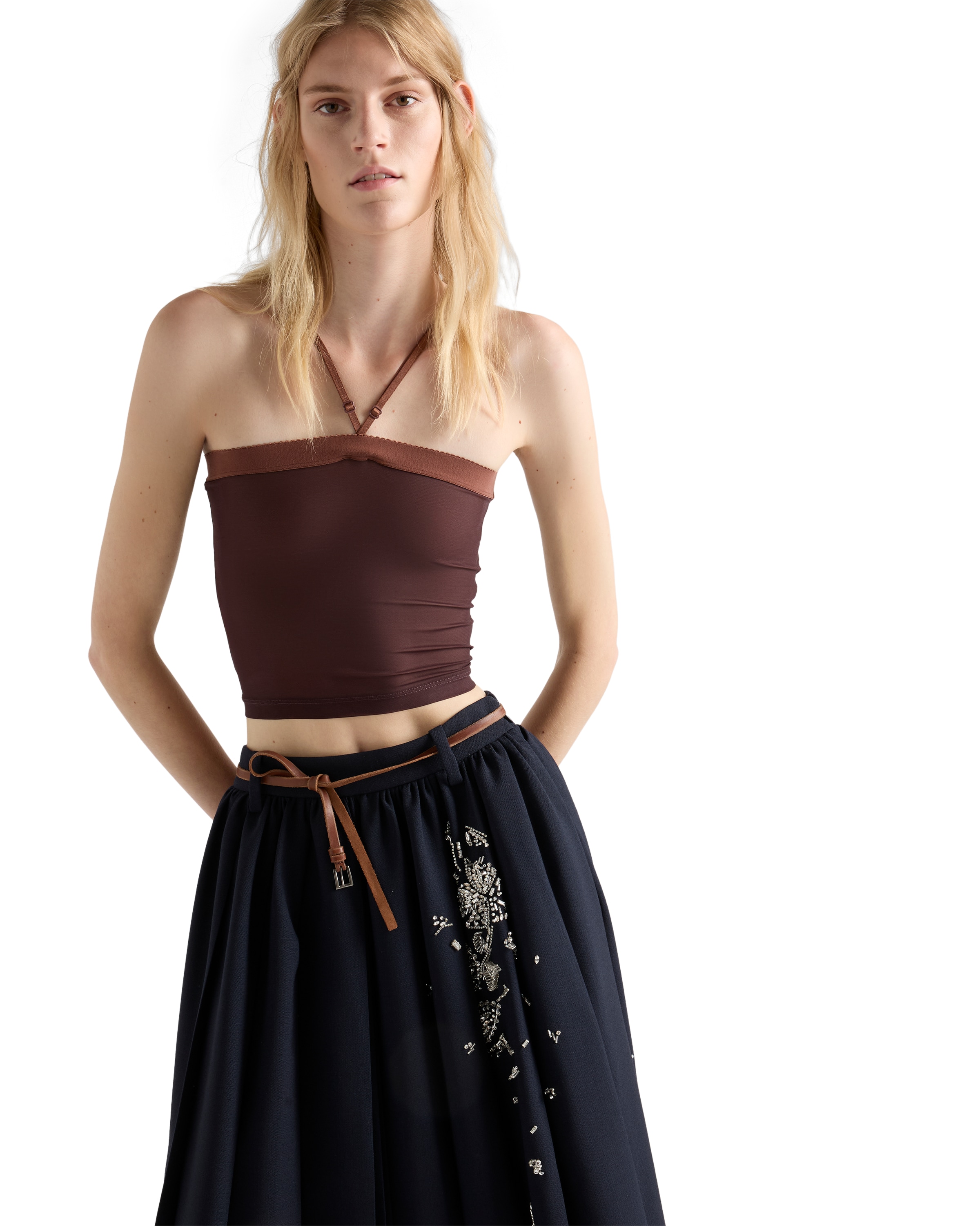 Prada Tulle Top In Brown