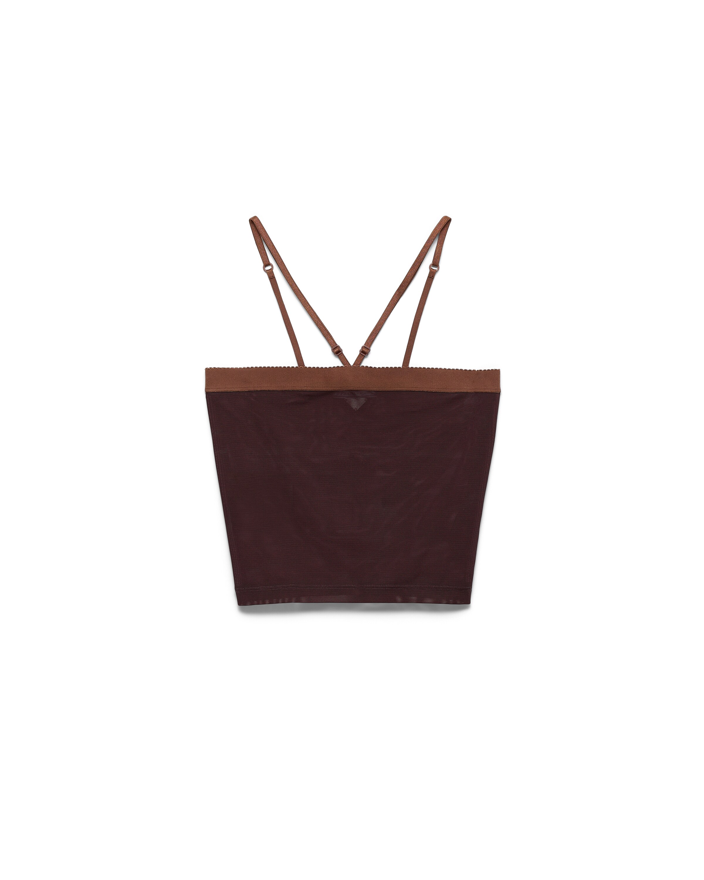 Prada Top En Tulle, Femme, Marron Cacao, Taille 2