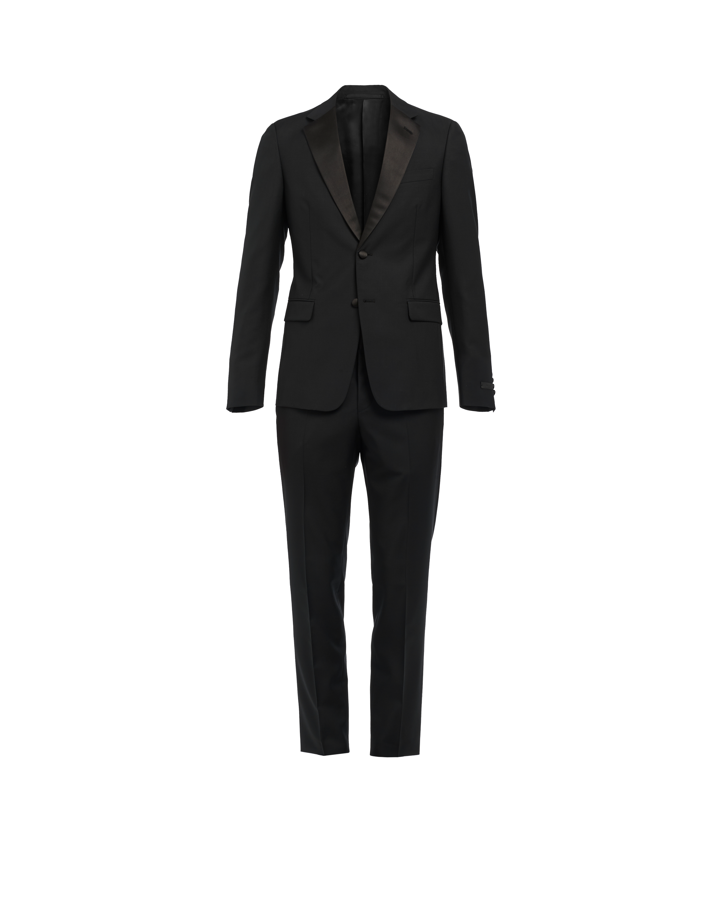 Black Singled-breasted two-button wool mohair tuxedo | Prada