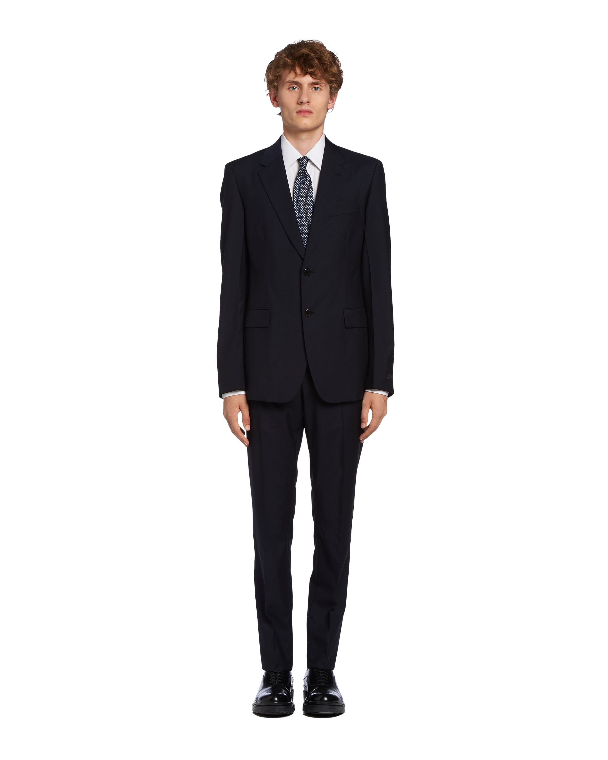 Prada Single Breasted Wool And Mohair Suit In Blue