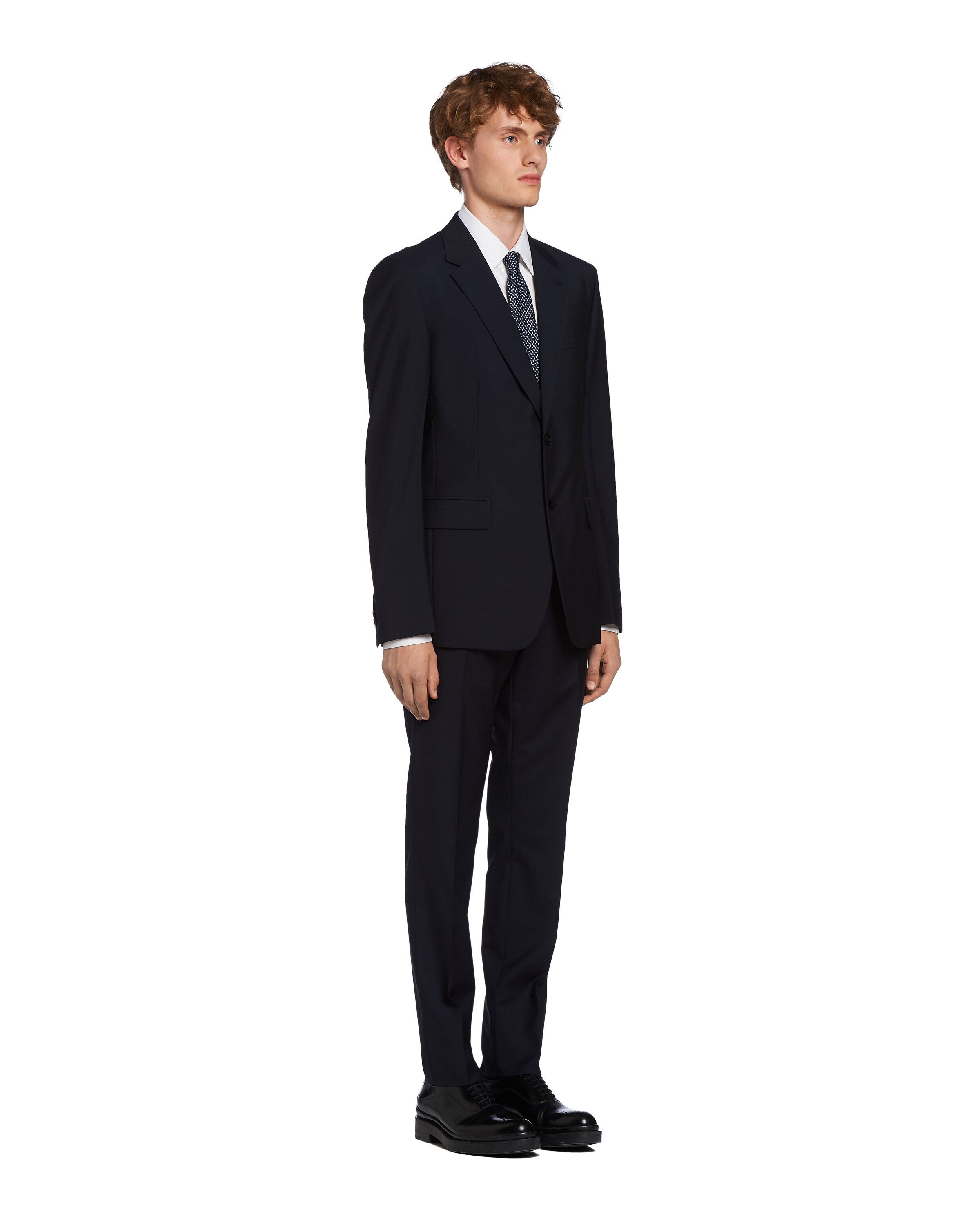 Prada Single Breasted Wool And Mohair Suit In Blue