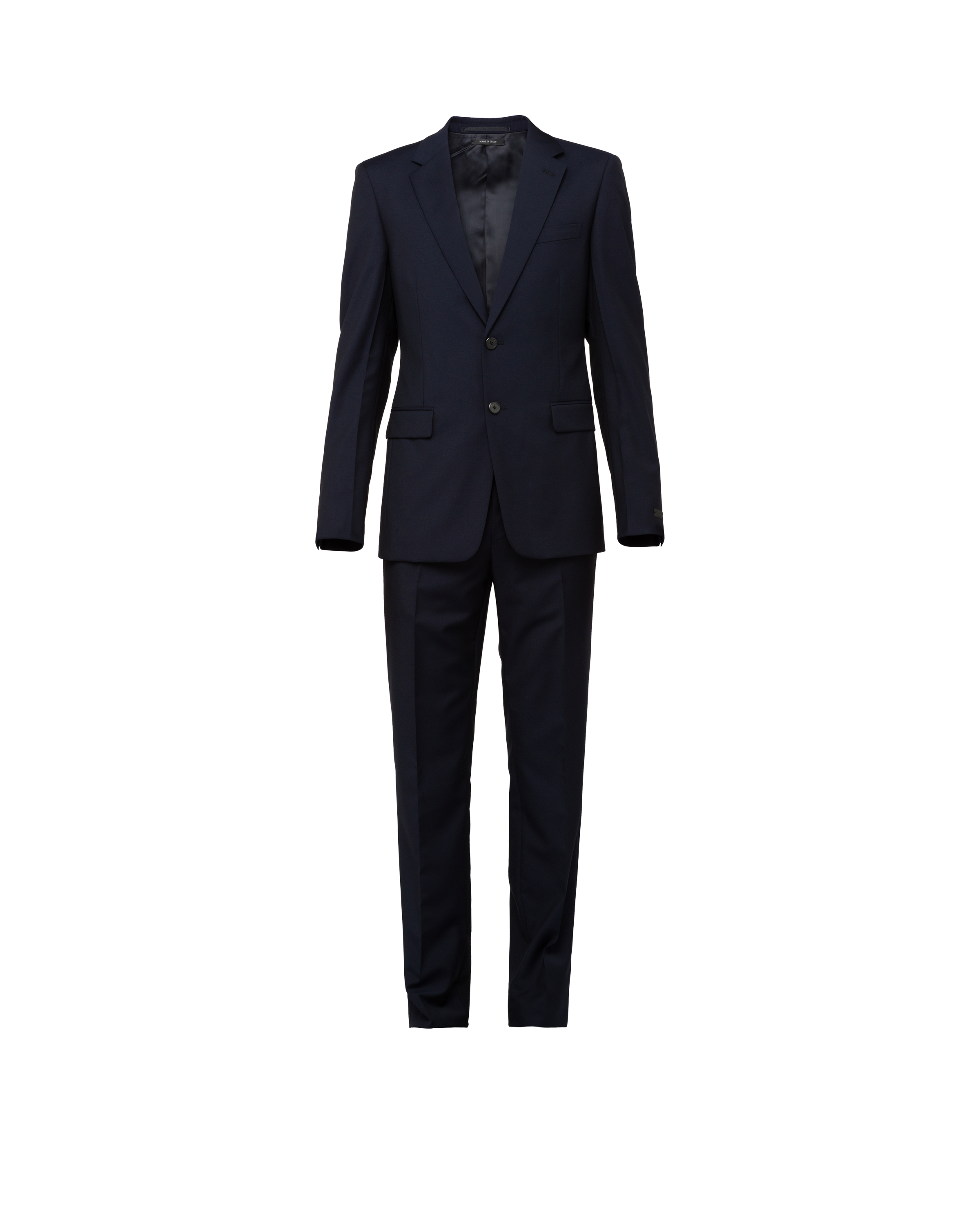 Shop Prada Single Breasted Wool And Mohair Suit In Navy