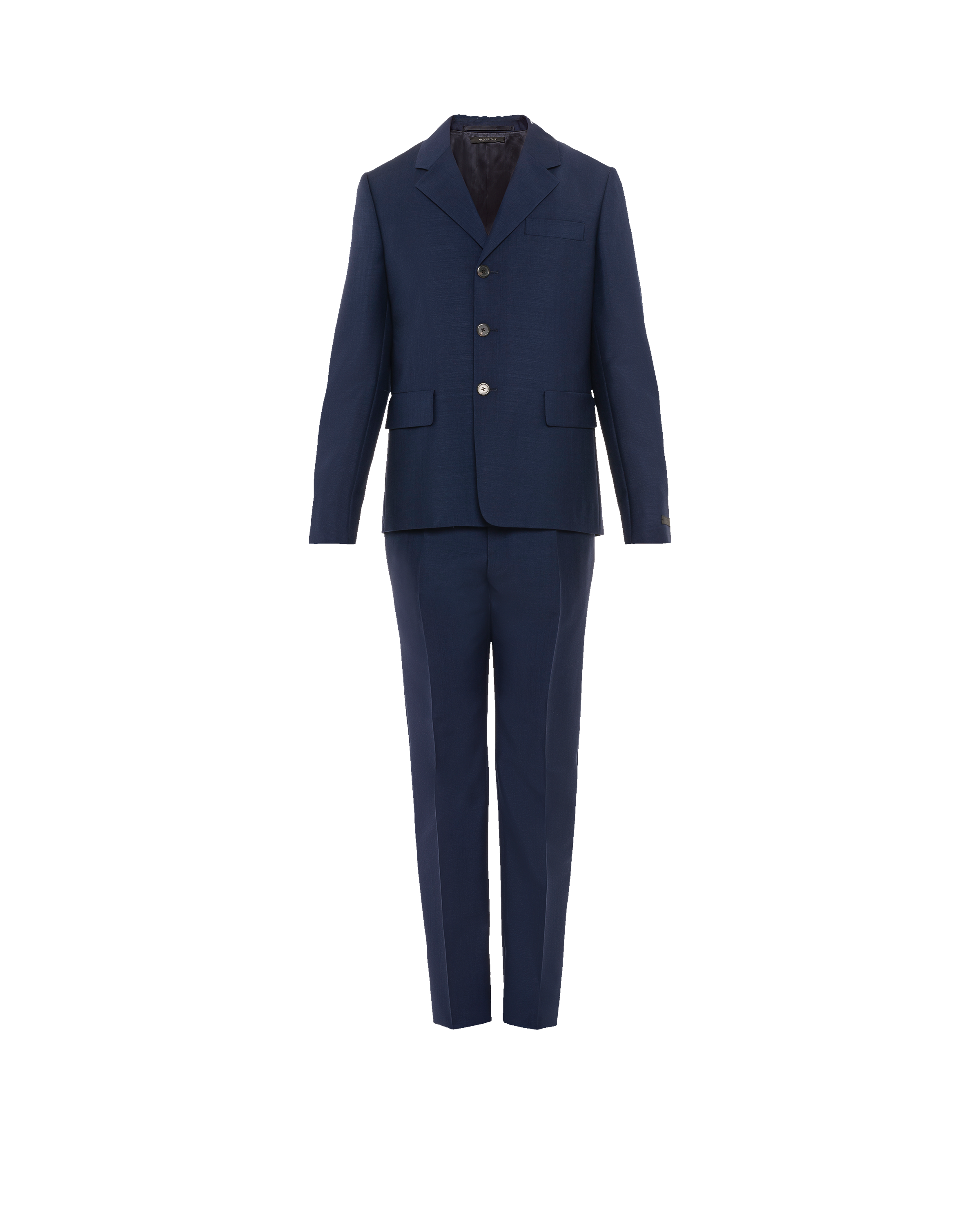 ネイビー シングルブレスト ウールxモヘア スーツ | Prada