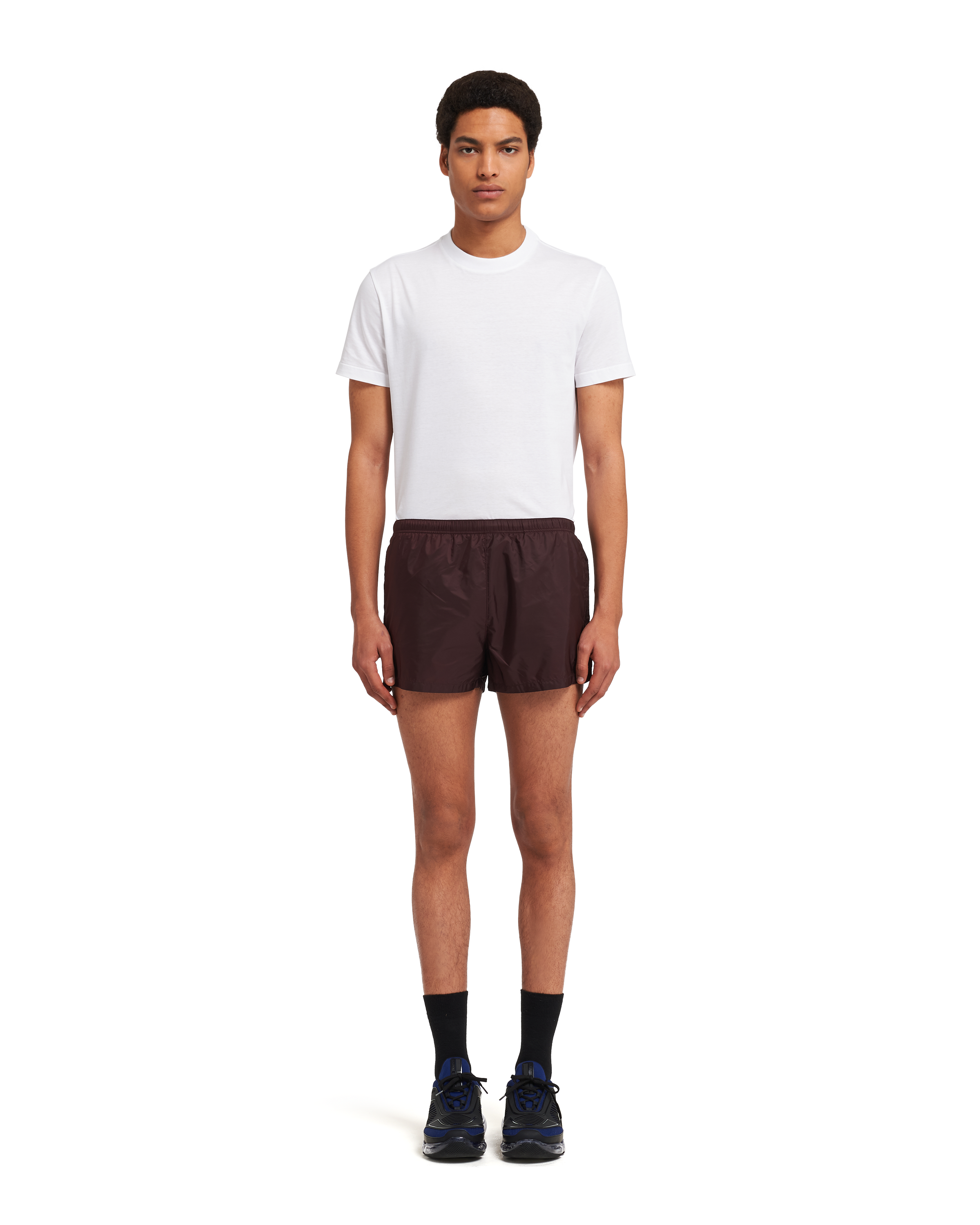 Burgundy Nylon swim trunks Prada