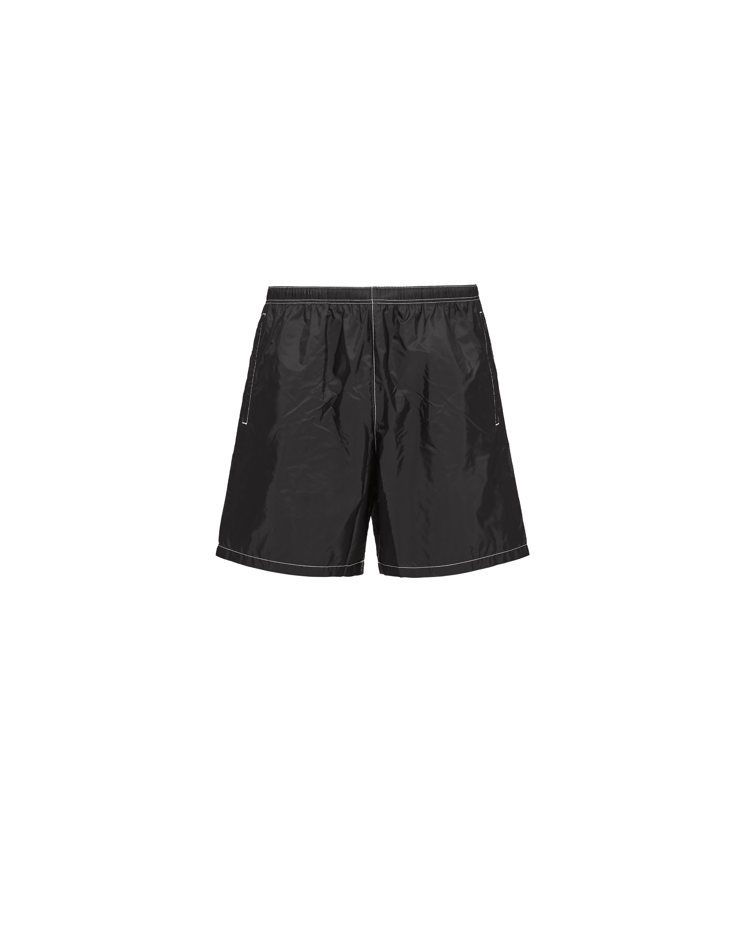 Prada Re-nylon Logo Swimming Trunks In Black