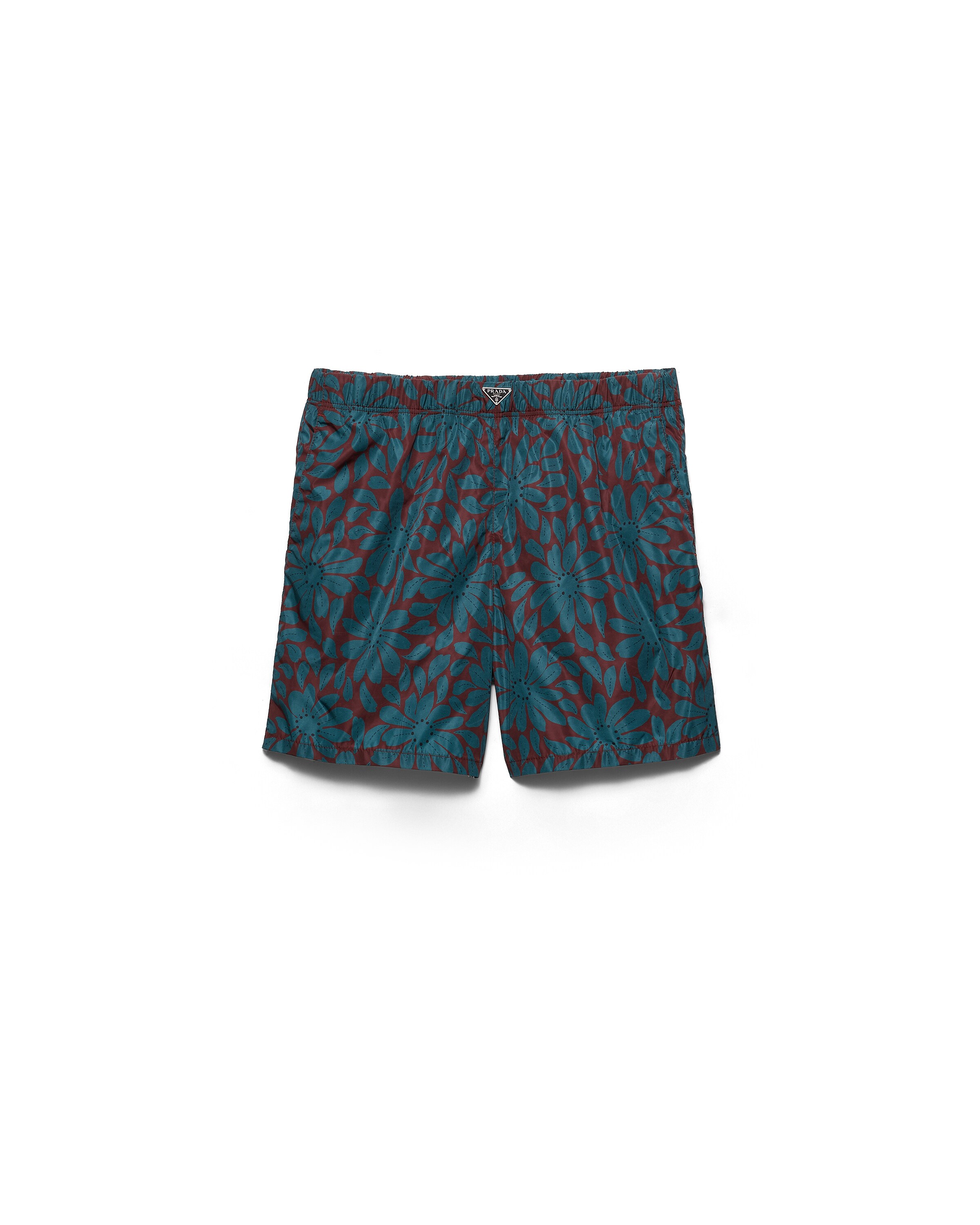 Prada Printed Re-nylon Swim Trunks, Man, Garnet/ottanio, Size 52