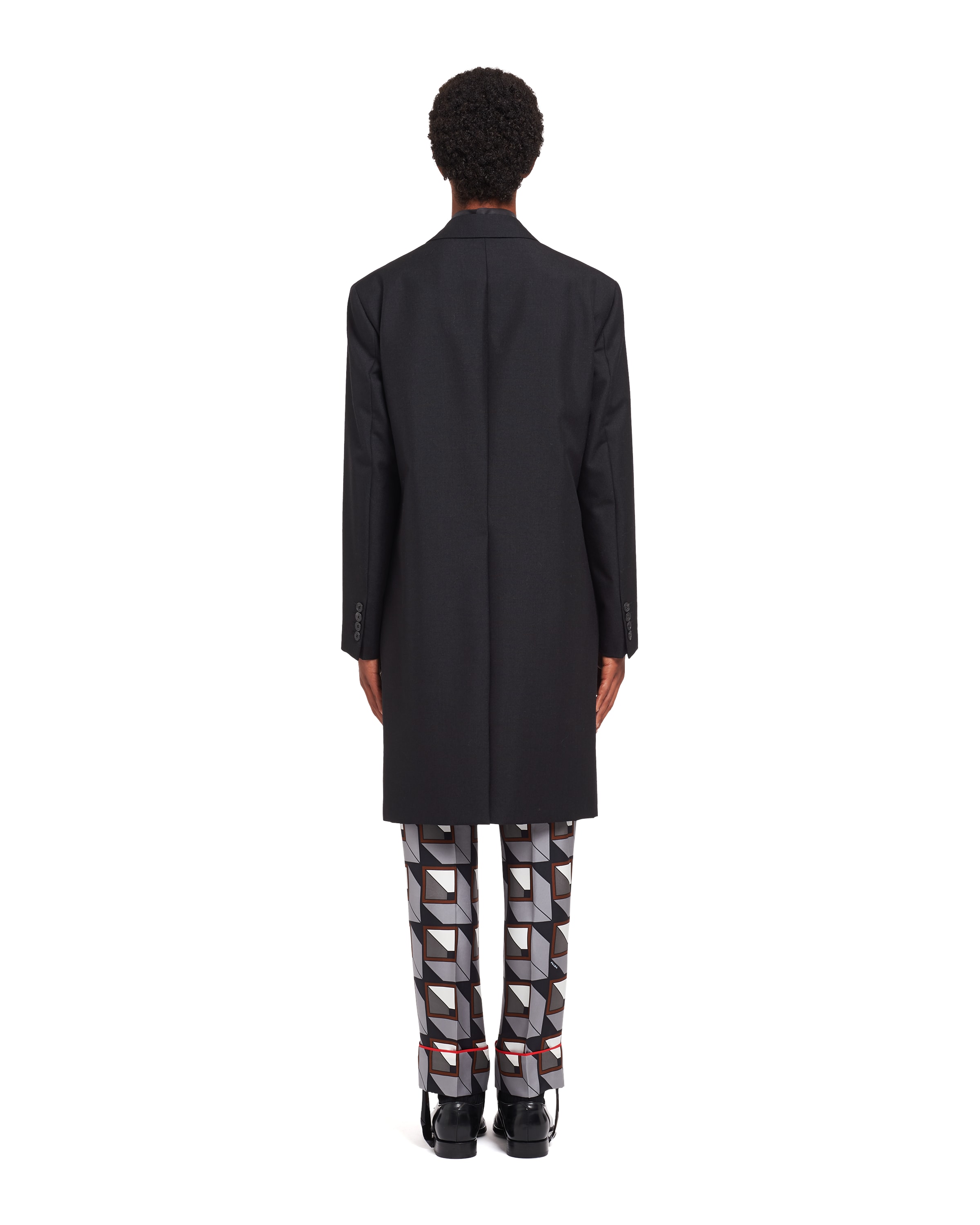 Black Singlebreasted mohair and wool coat Prada