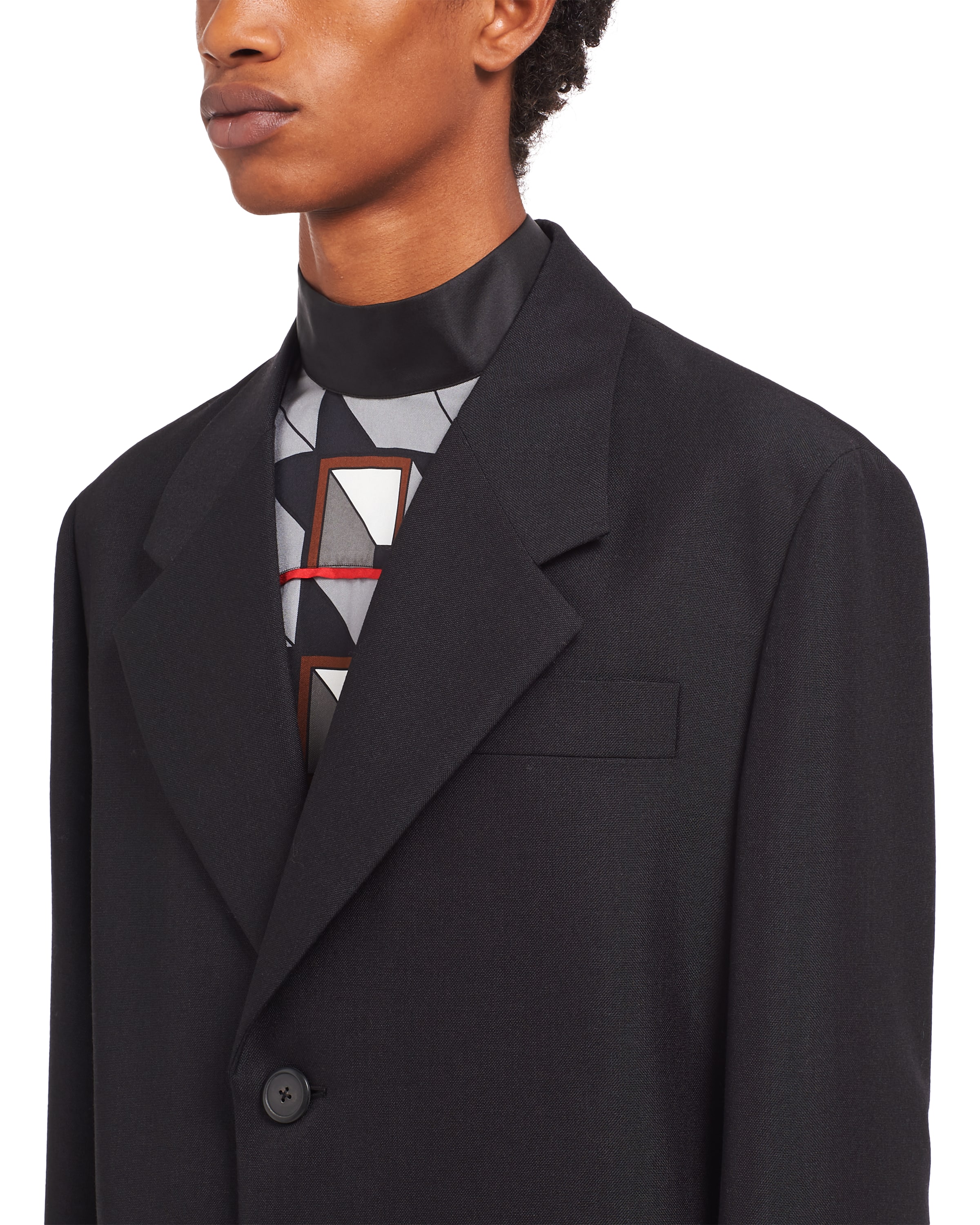 Black Singlebreasted mohair and wool coat Prada