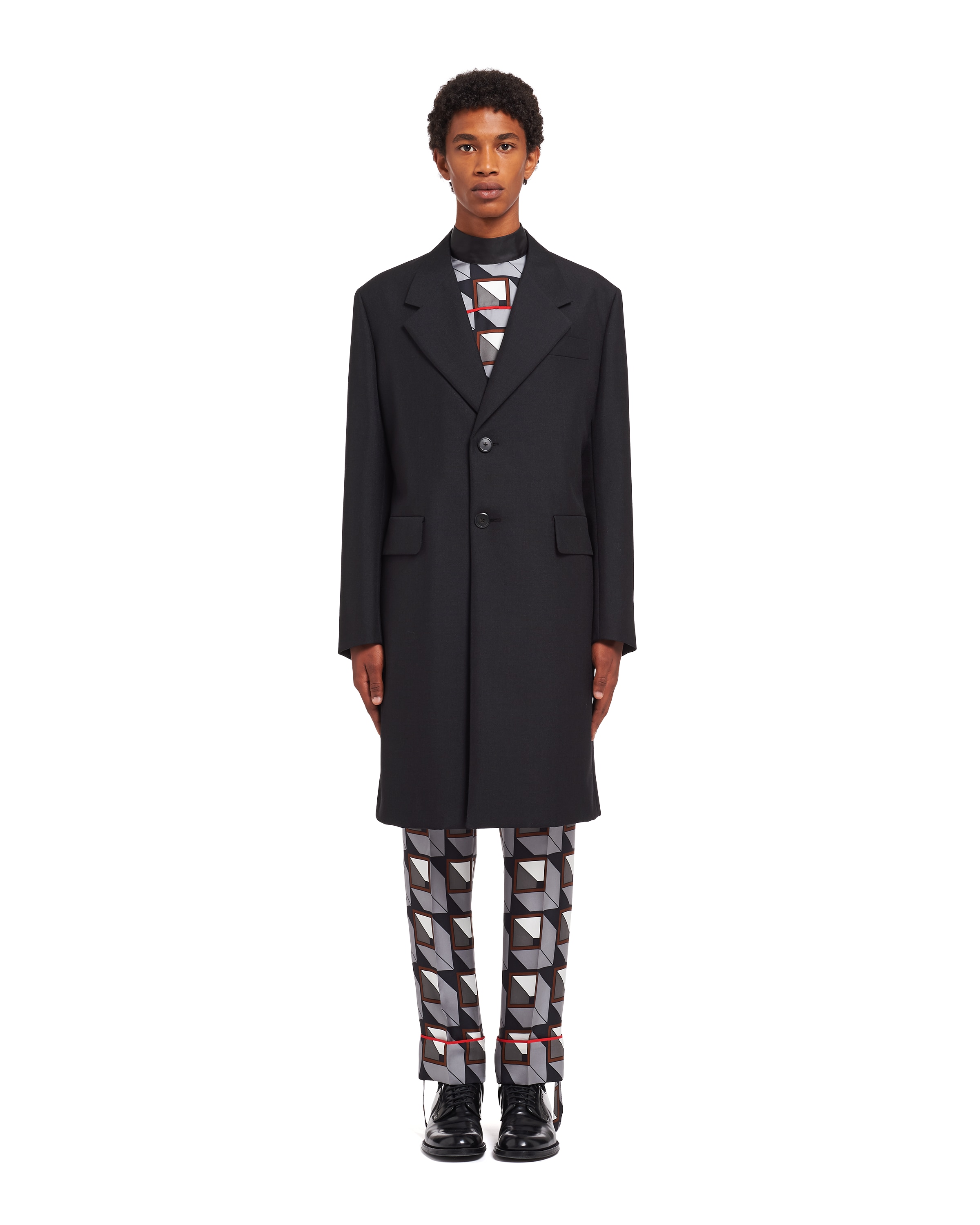 Black Singlebreasted mohair and wool coat Prada