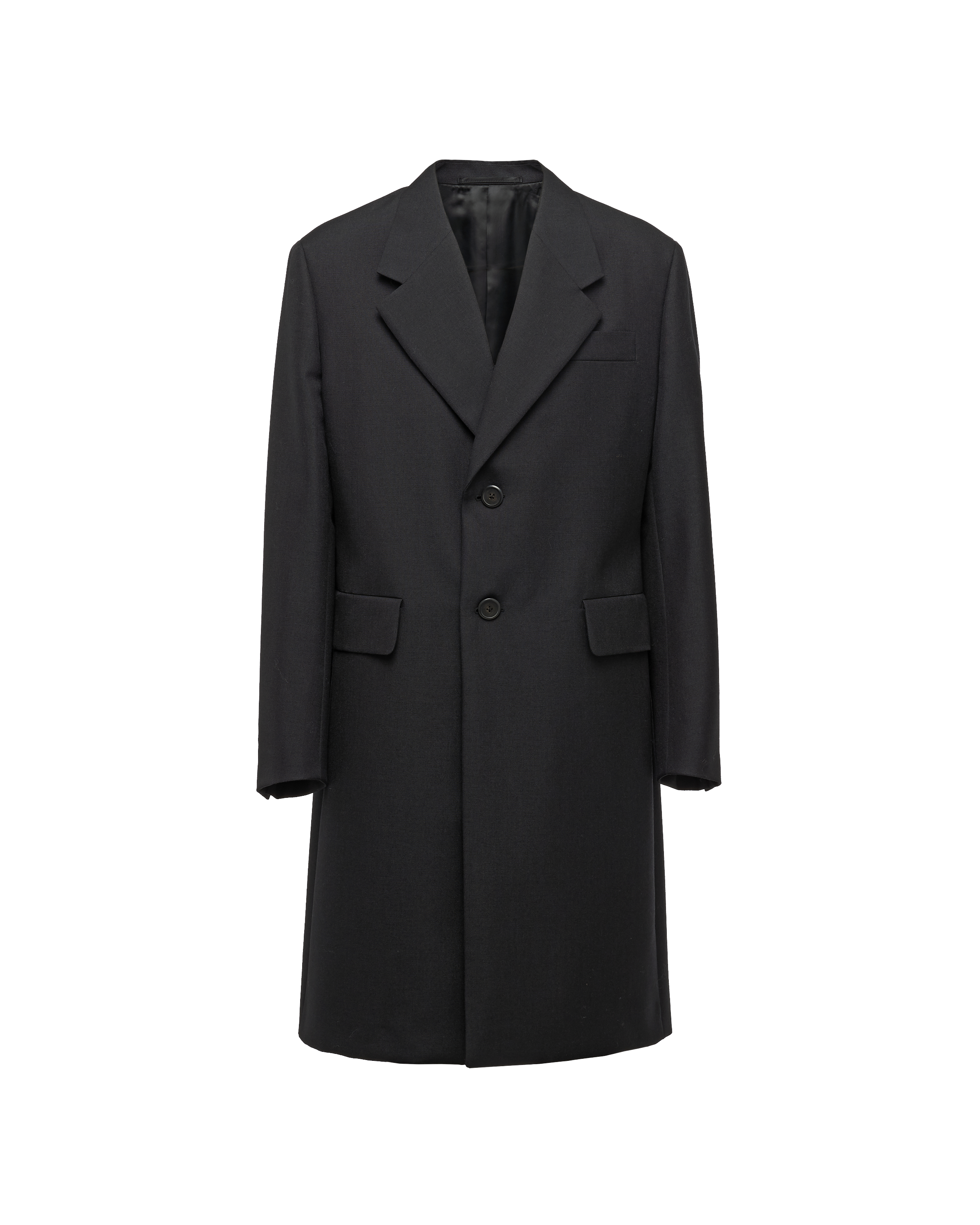 Black Single-breasted mohair and wool coat | Prada