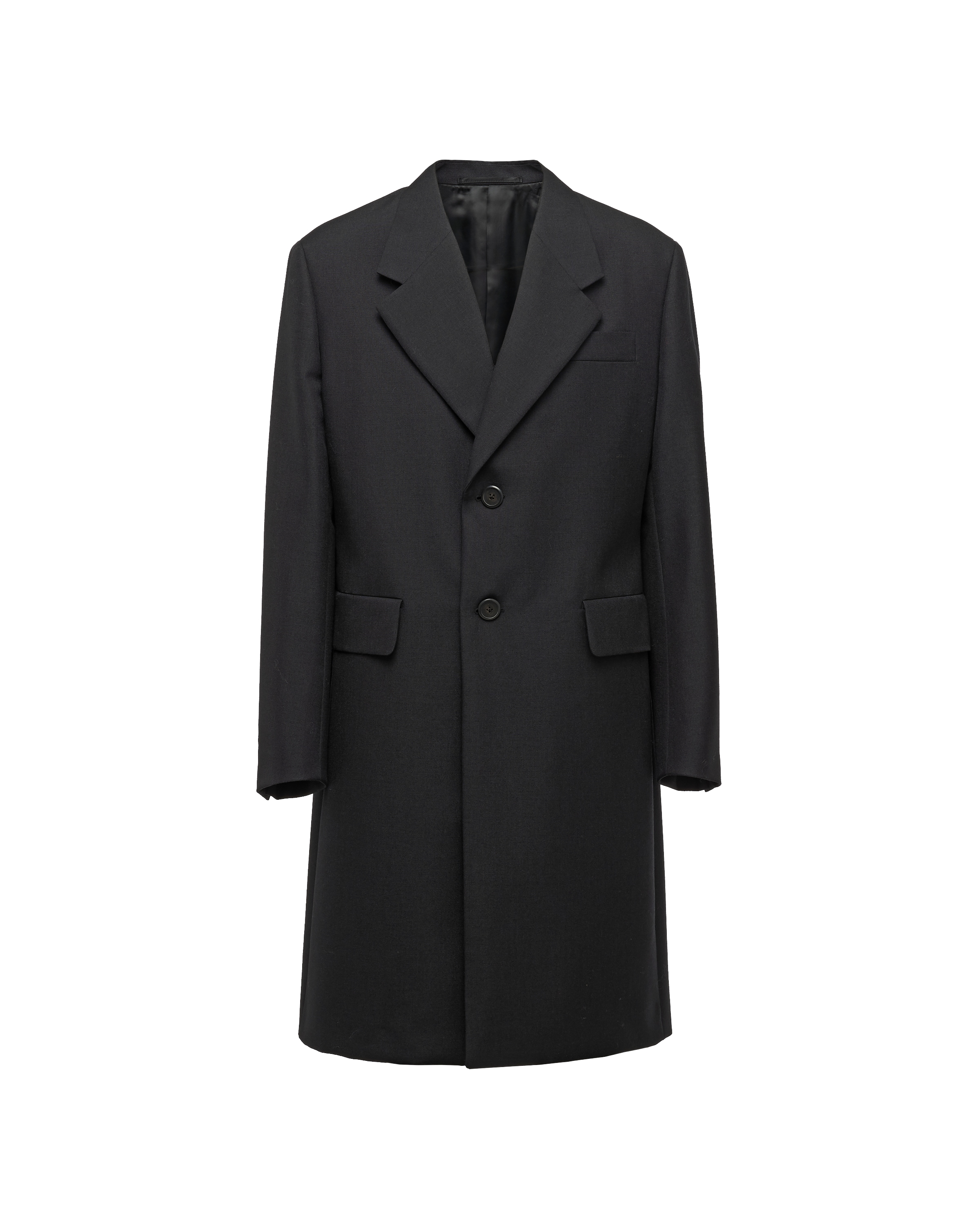 Black Singlebreasted mohair and wool coat Prada