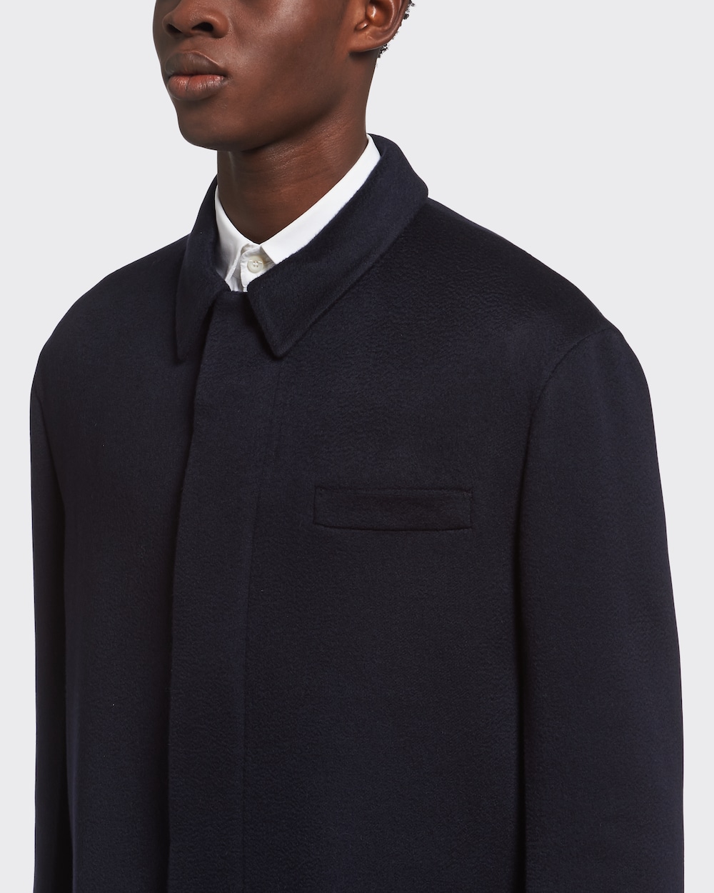 Navy Double cashmere coat | Prada