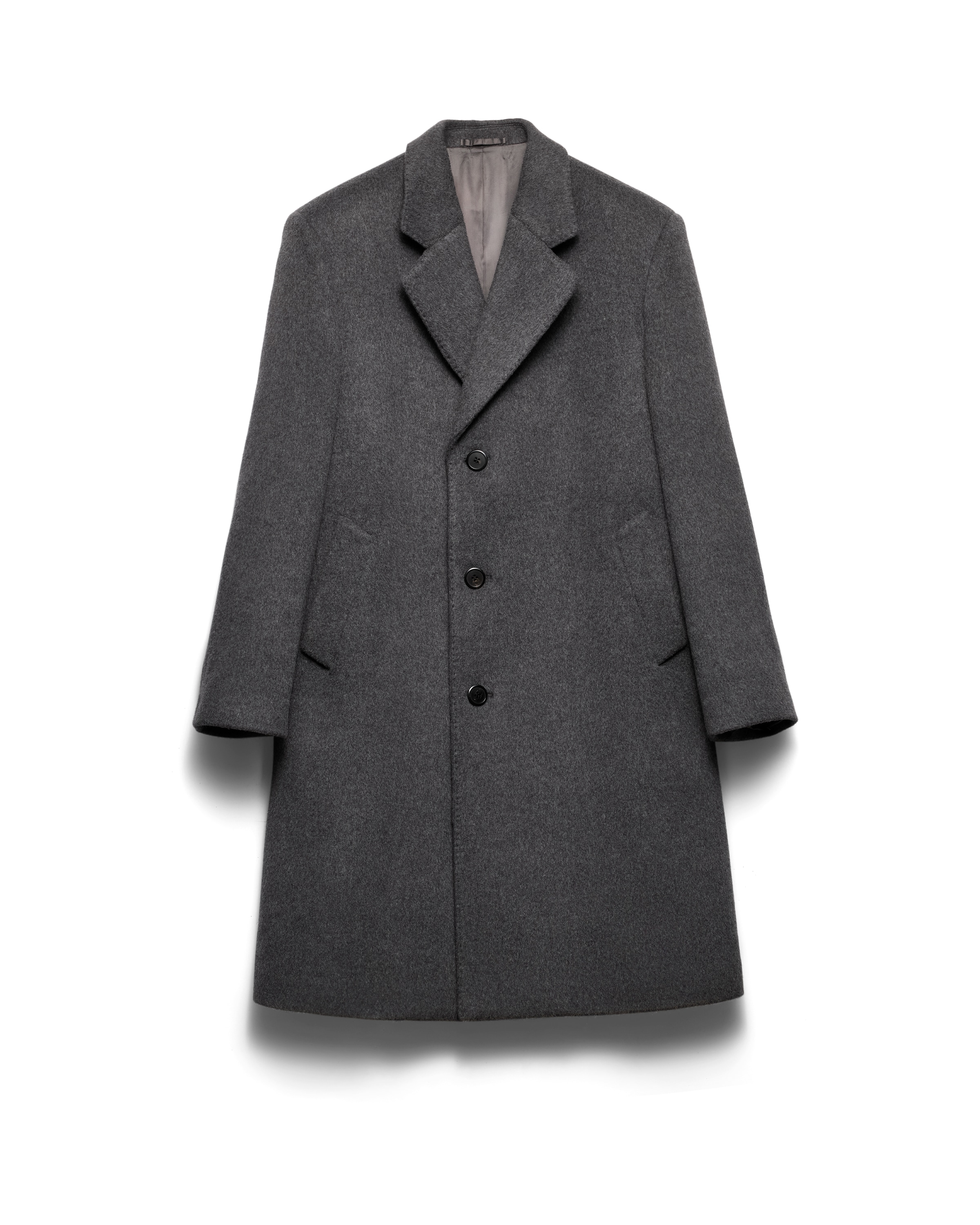 Prada Manteau Droit En Laine, Homme, Gris Ardoise, Taille 48R