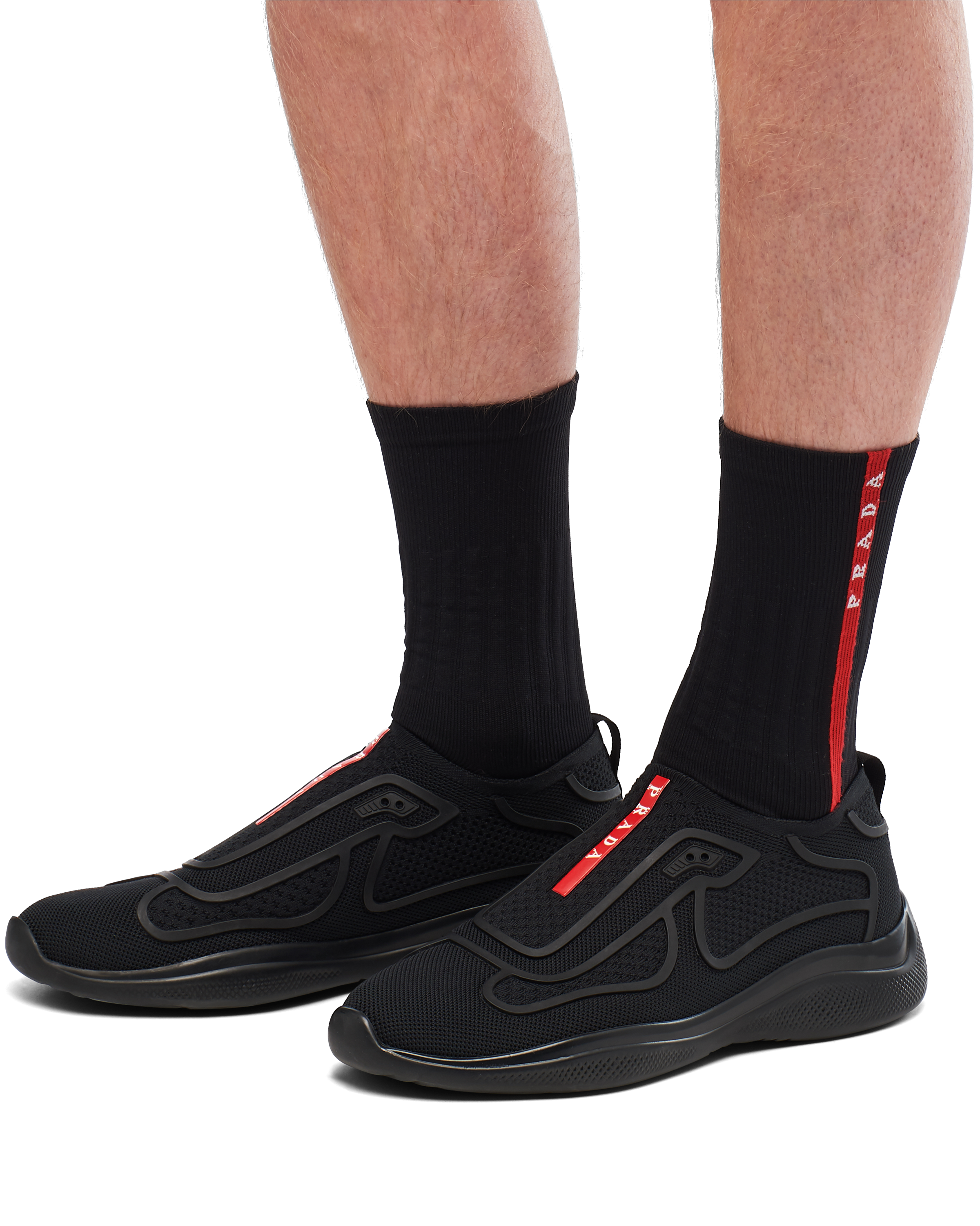 Black Re nylon Knit Socks PRADA