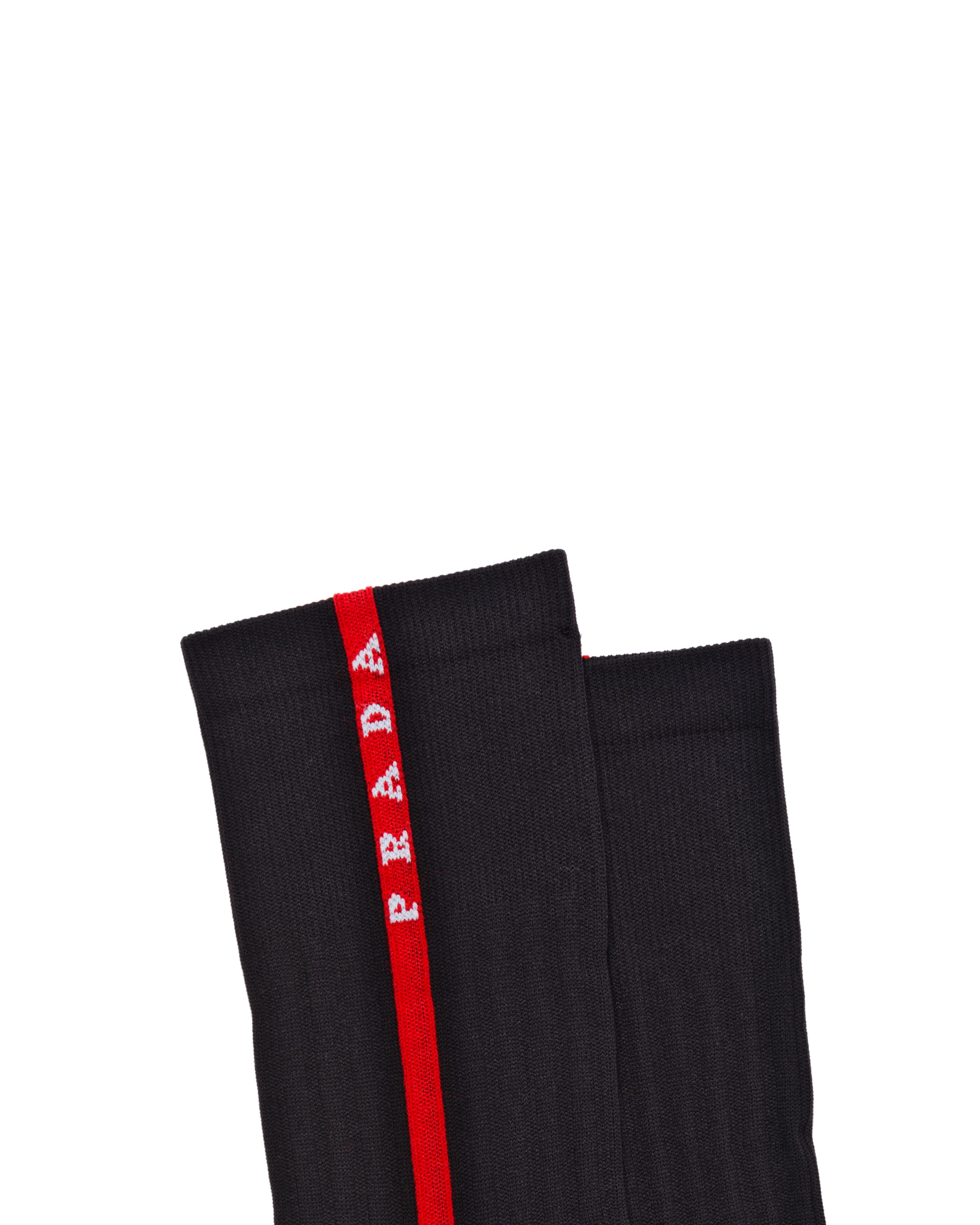 Prada Nylon Knit Socks In Black