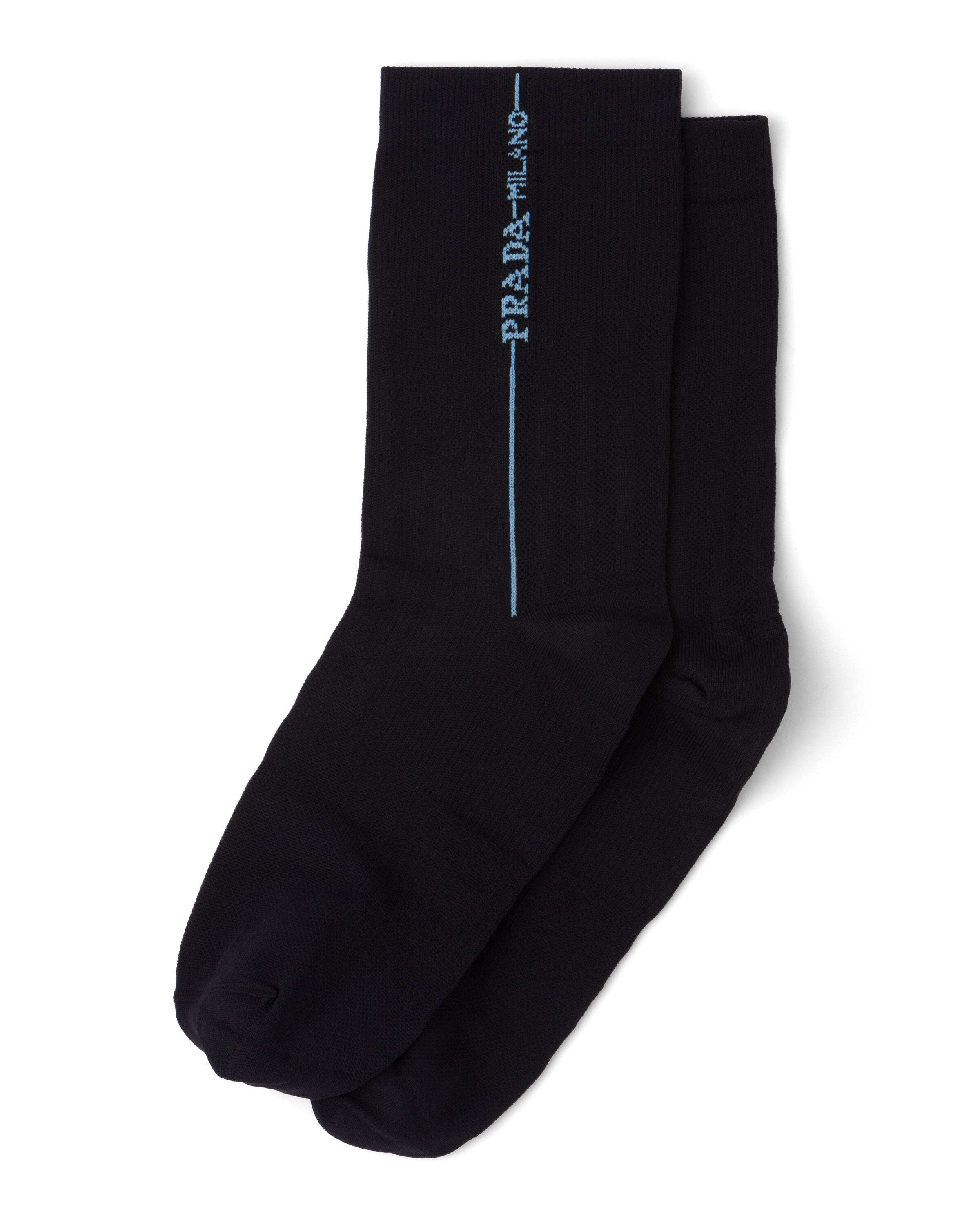 Black/light Blue Nylon knit socks Prada