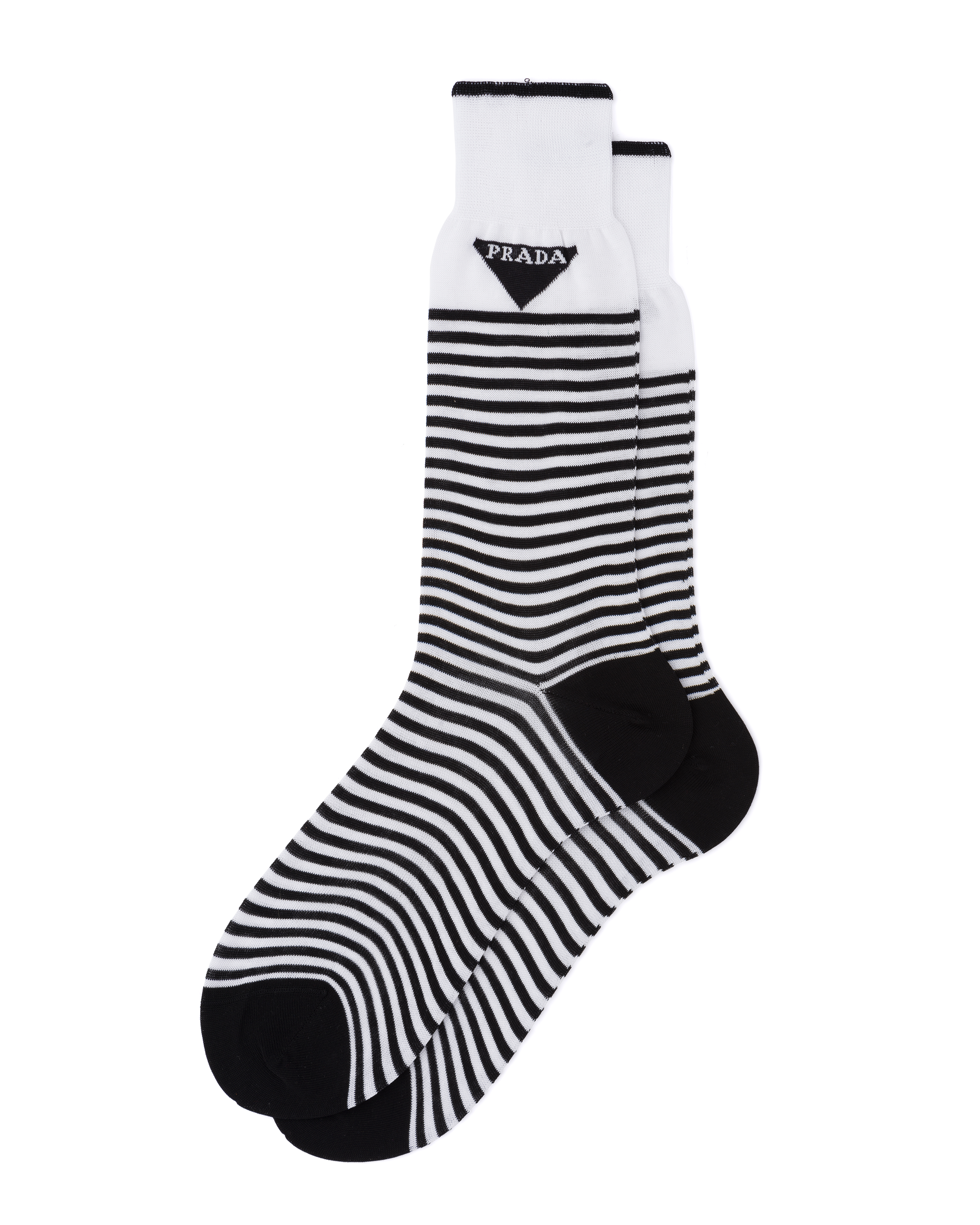 White/black Cotton ankle socks | Prada