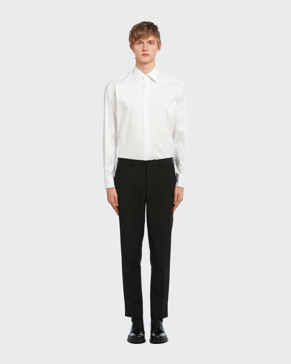 White Stretch poplin tuxedo shirt | Prada