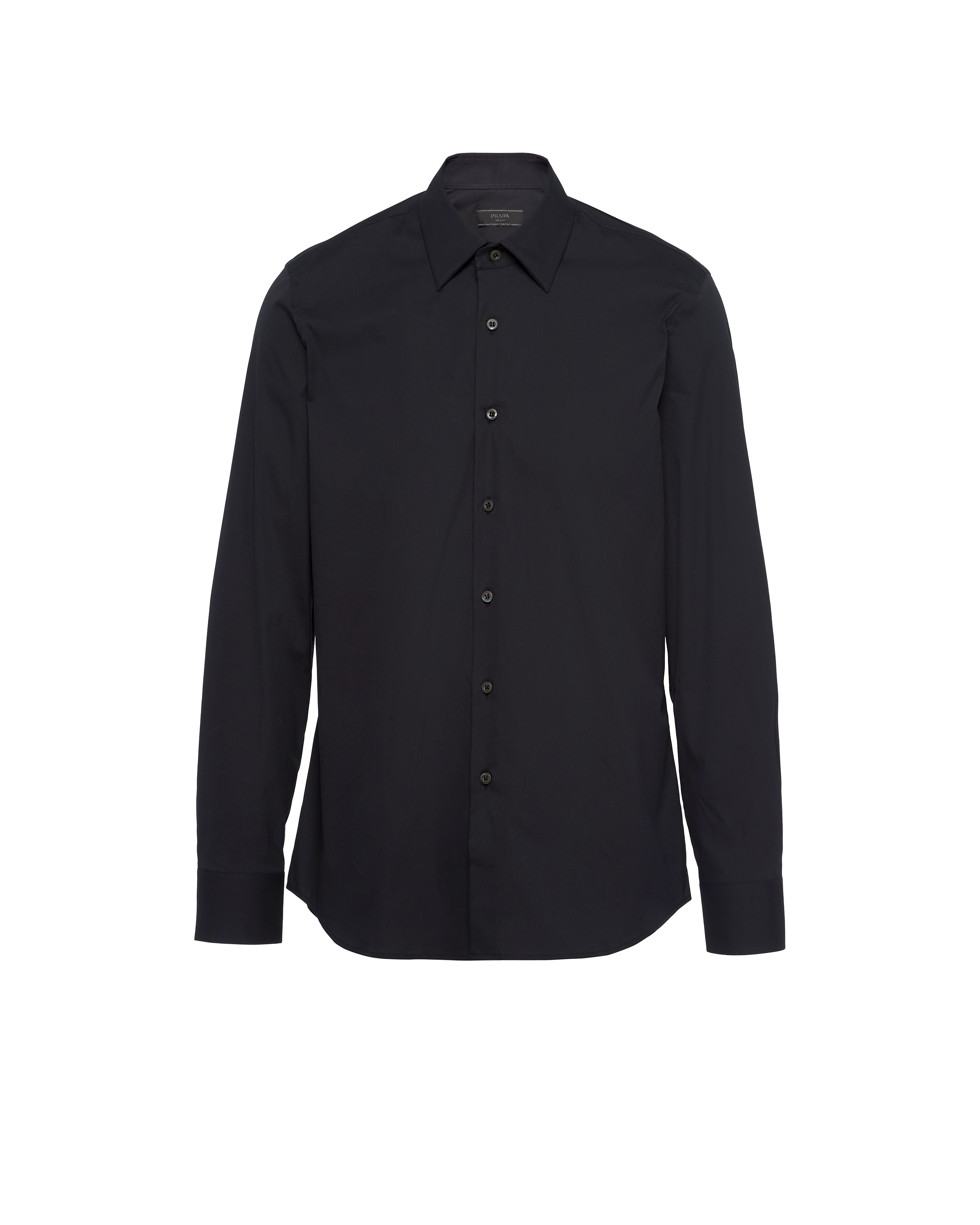 Prada Stretch Cotton Shirt In Black