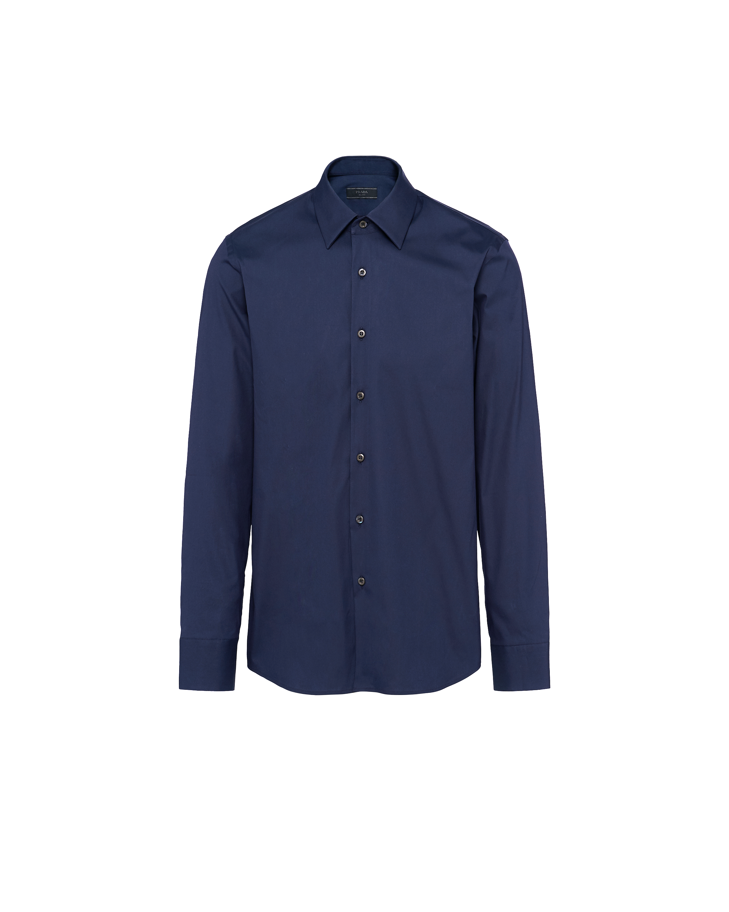 Prada Long-sleeved Cotton Shirt In Navy