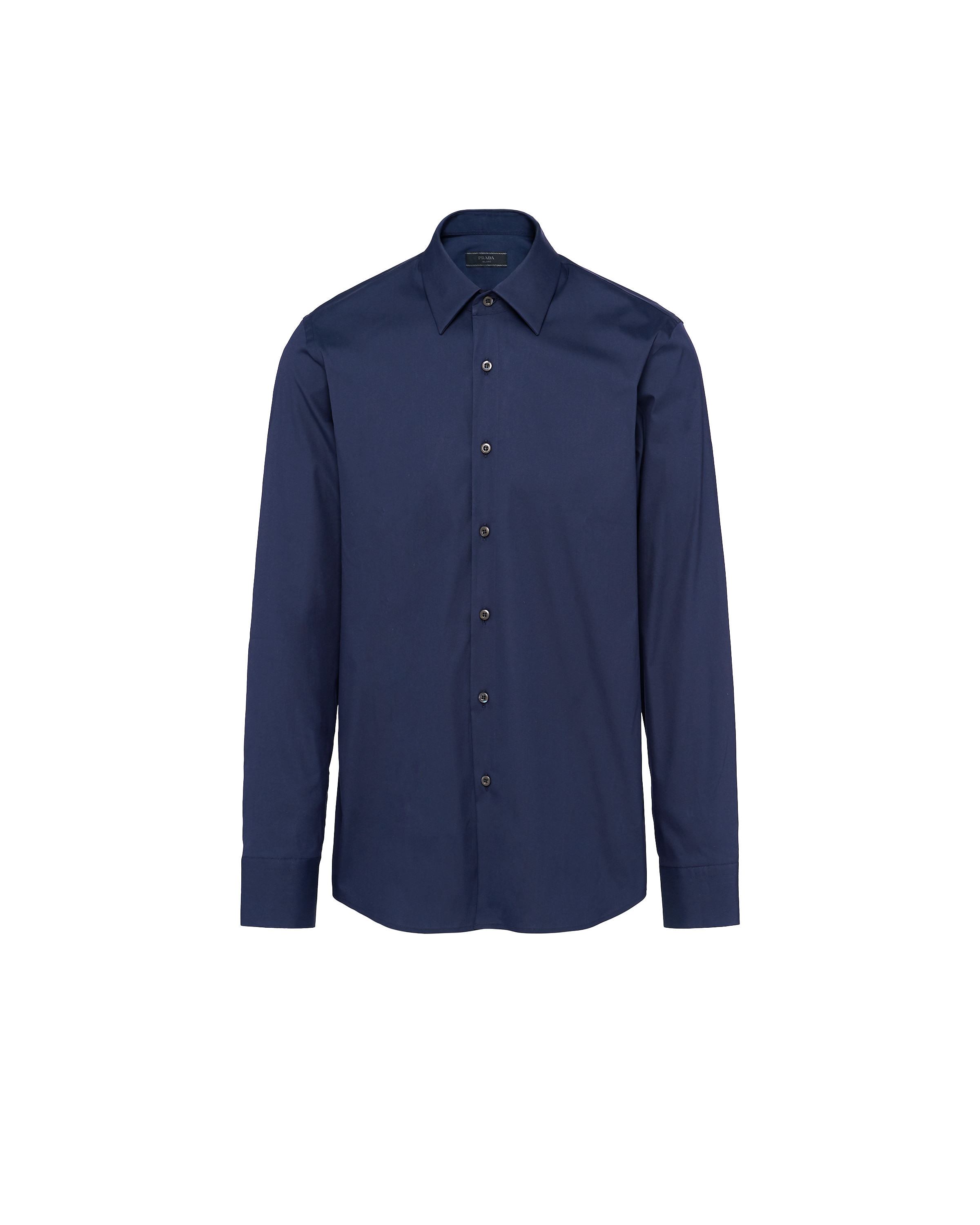 Prada Camicia In Cotone Stretch, Uomo, Blu, Taglia 45