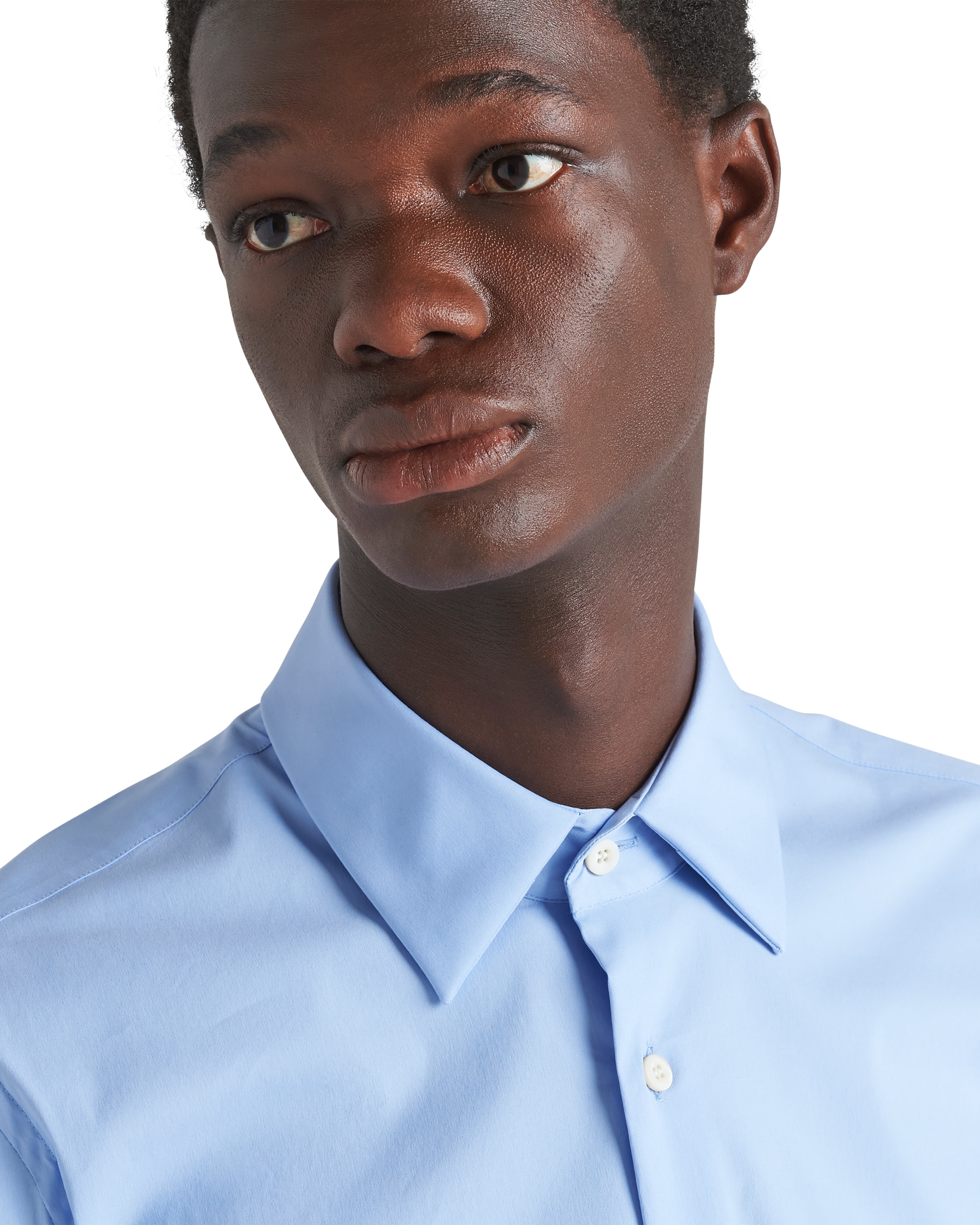 Prada Light Blue Stretch Poplin Shirt In Sky Blue