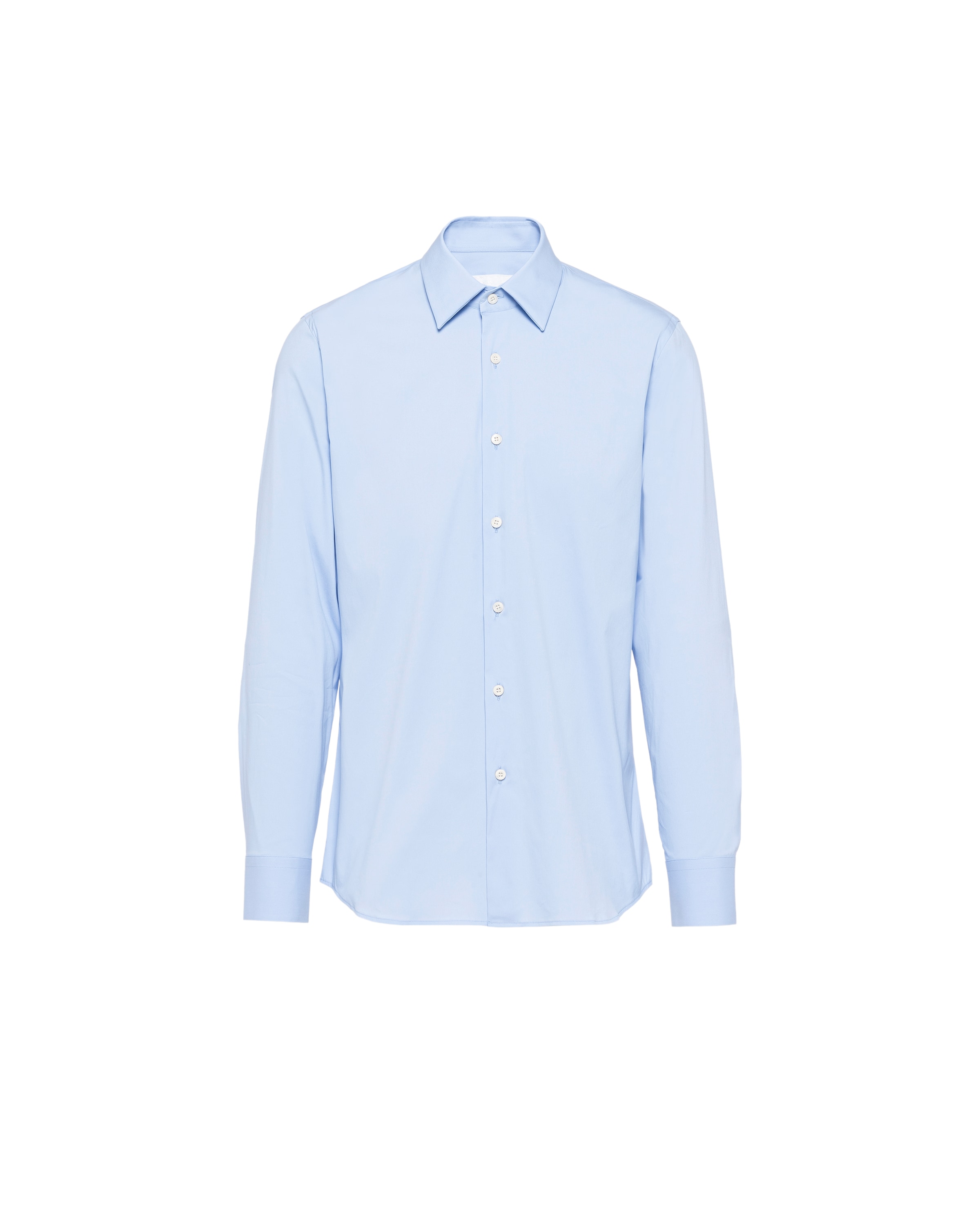 Prada Light Blue Stretch Poplin Shirt In Sky Blue