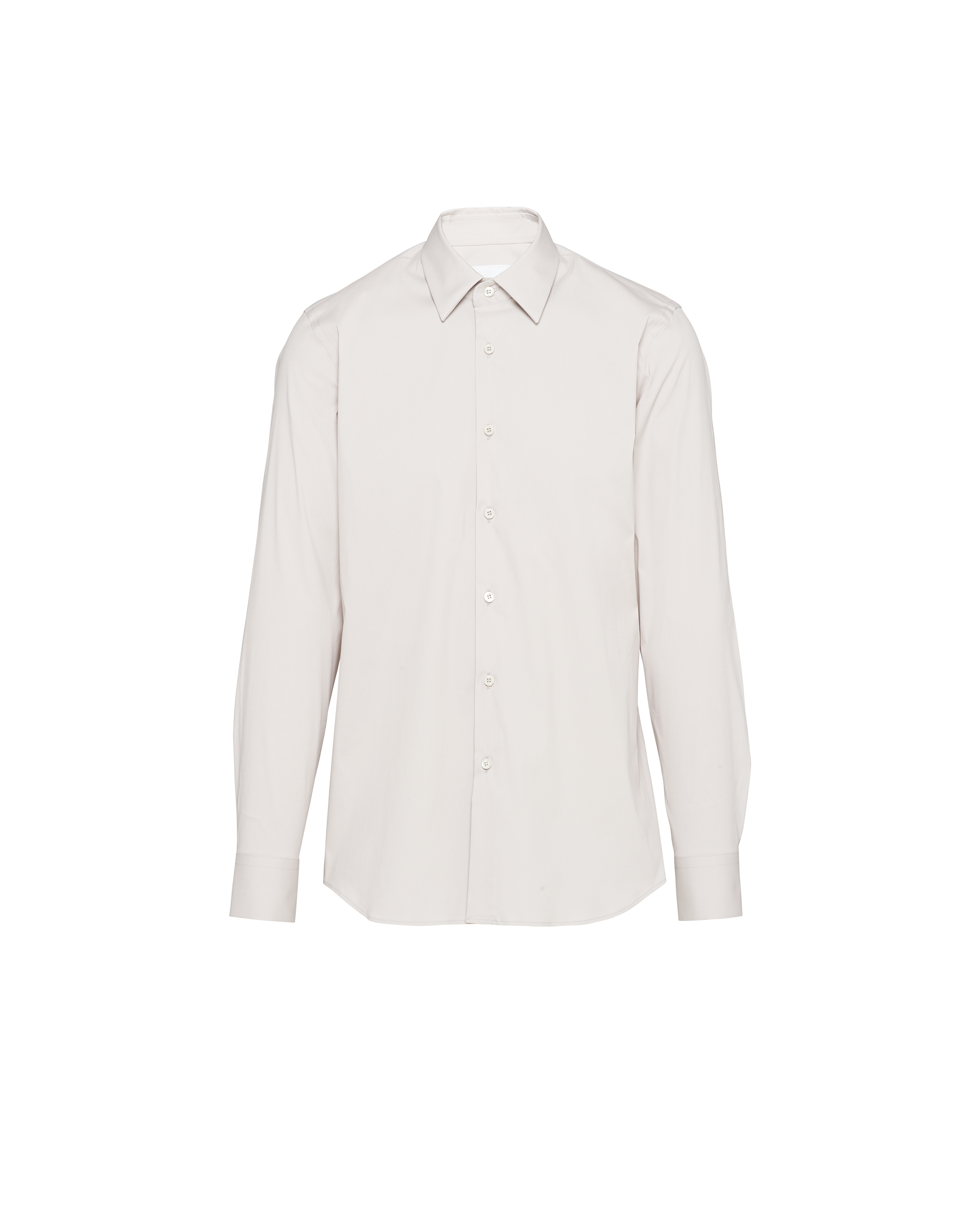 Prada Stretch Cotton Shirt In Pearl Gray