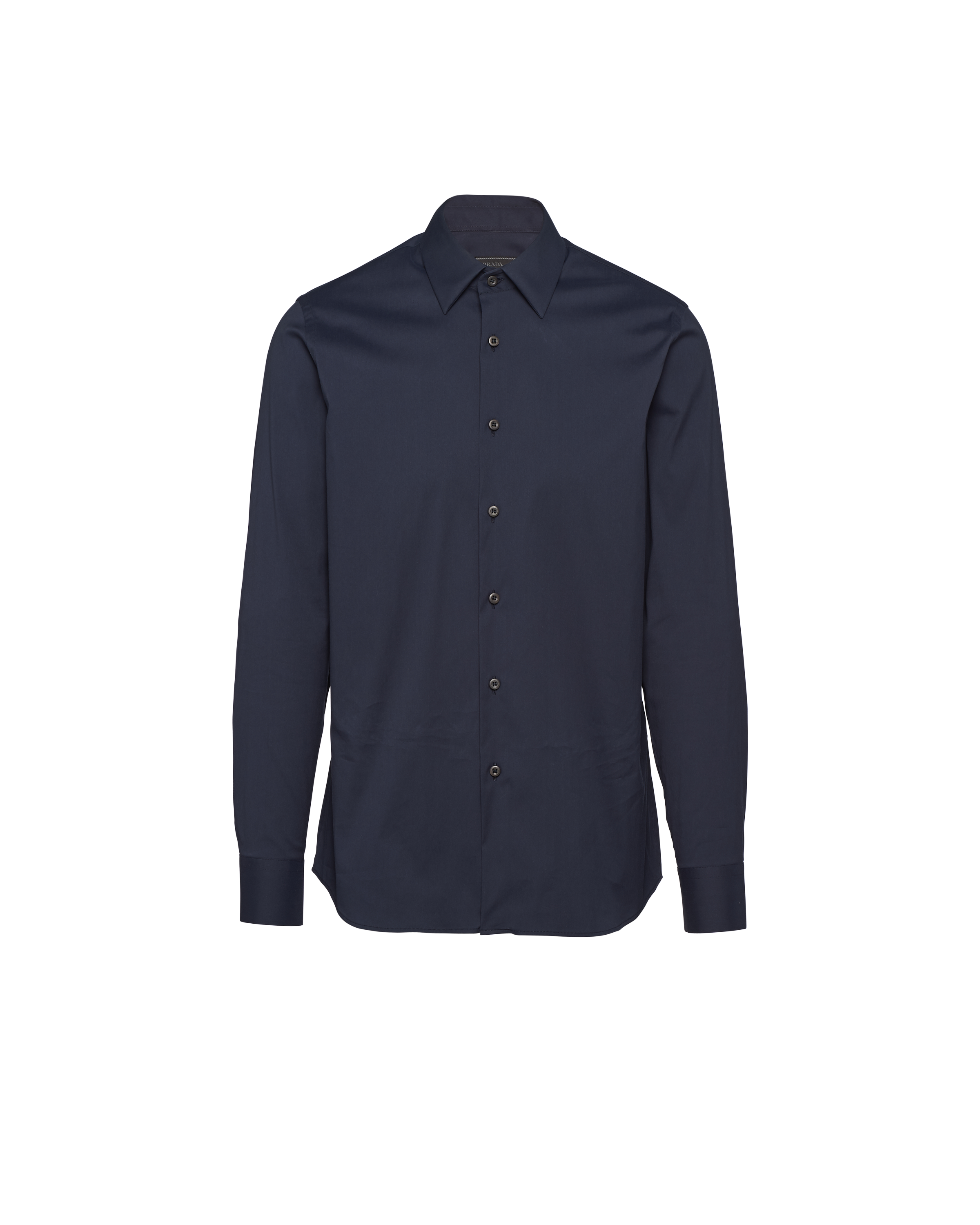 Prada Midnight Stretch Poplin Shirt In Navy