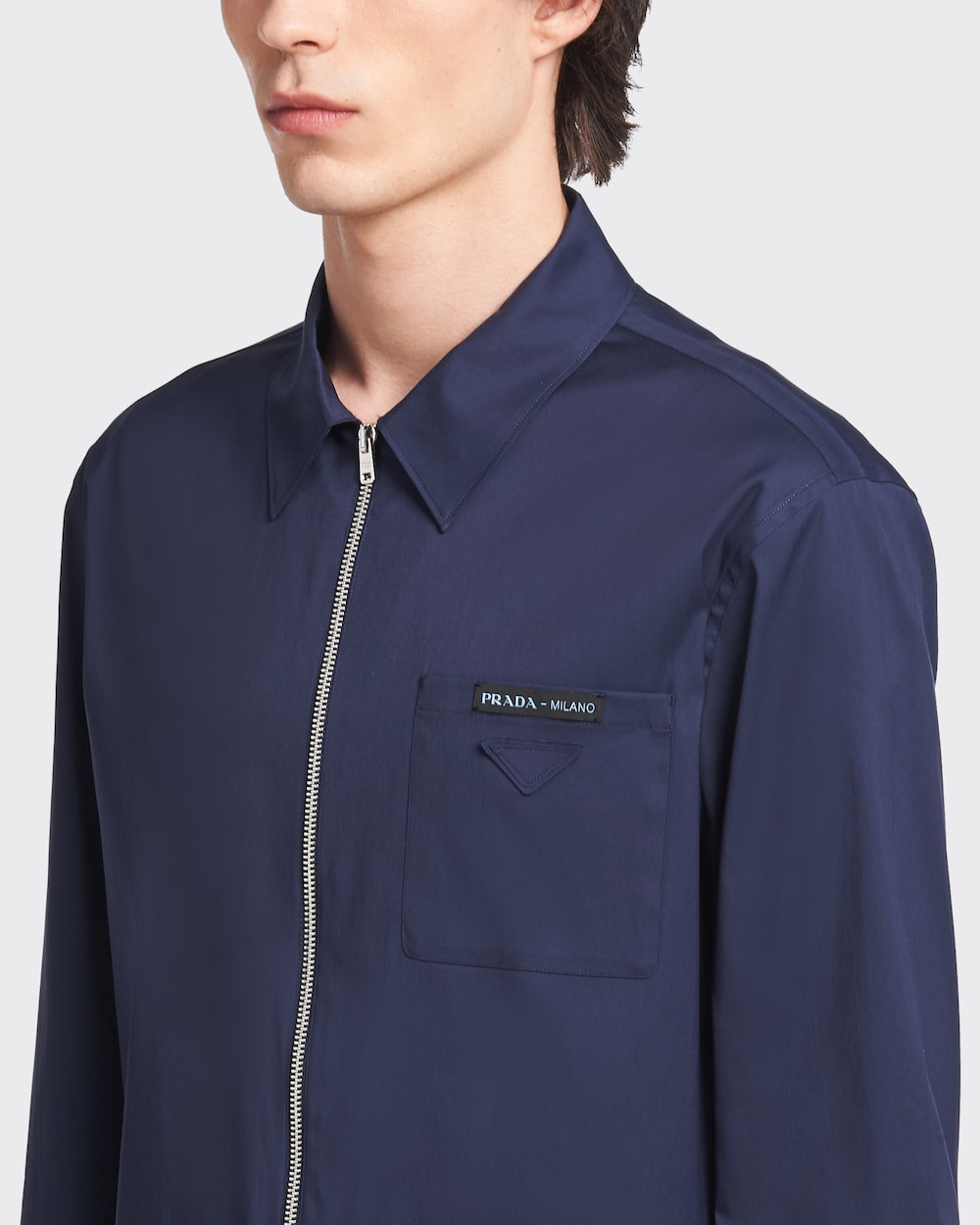 Baltic Blue Stretch cotton shirt | Prada