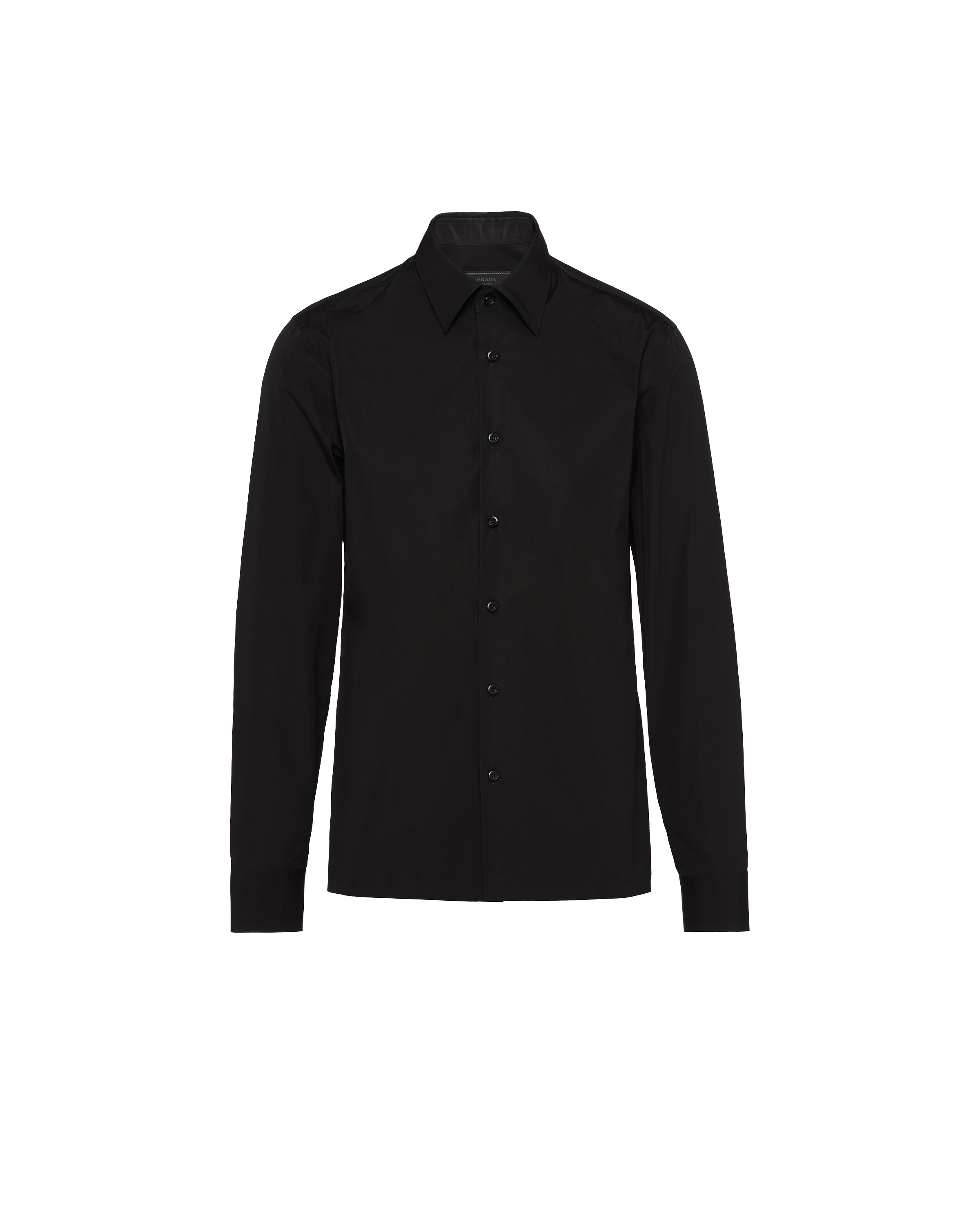 Prada Classic Cotton Poplin Slim-fit Shirt In Black