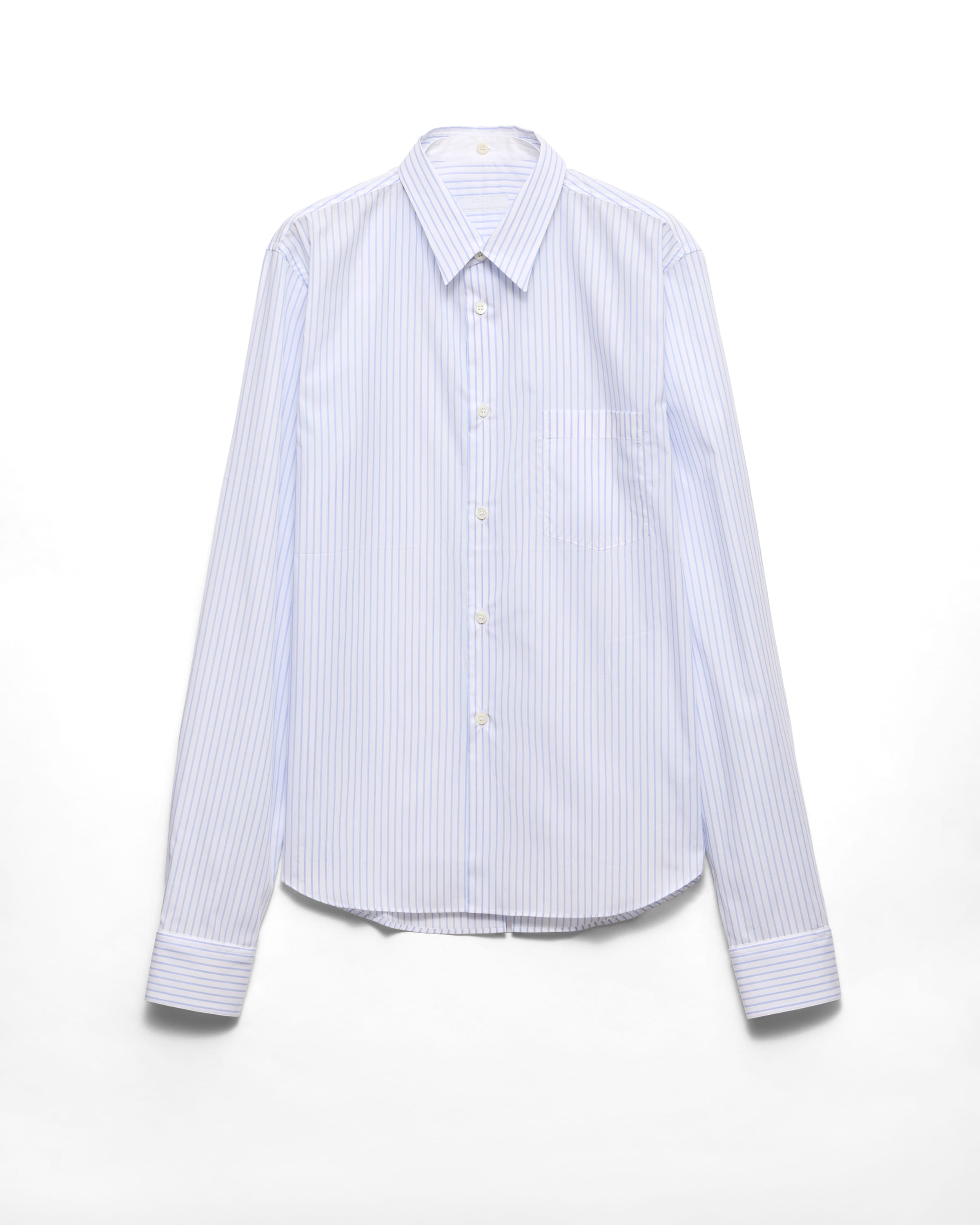 Prada Camicia Con Doppio Collo In Cotone A Righe, Uomo, Bianco/azzurro, Taglia XXL