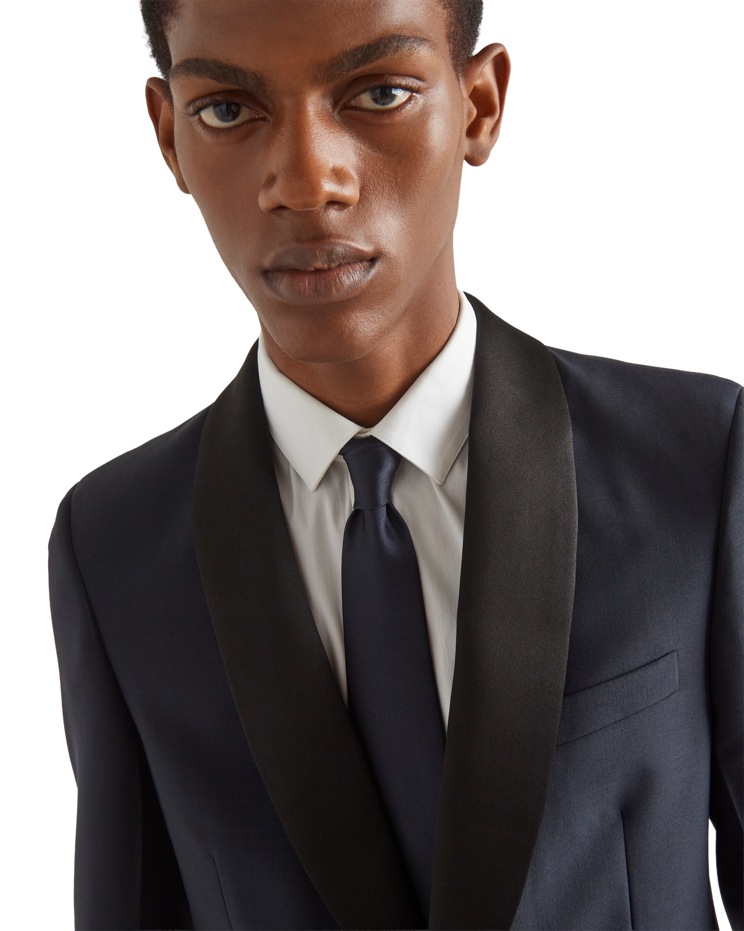 Prada Navy Blue Logo Embroidery Tie In Navy