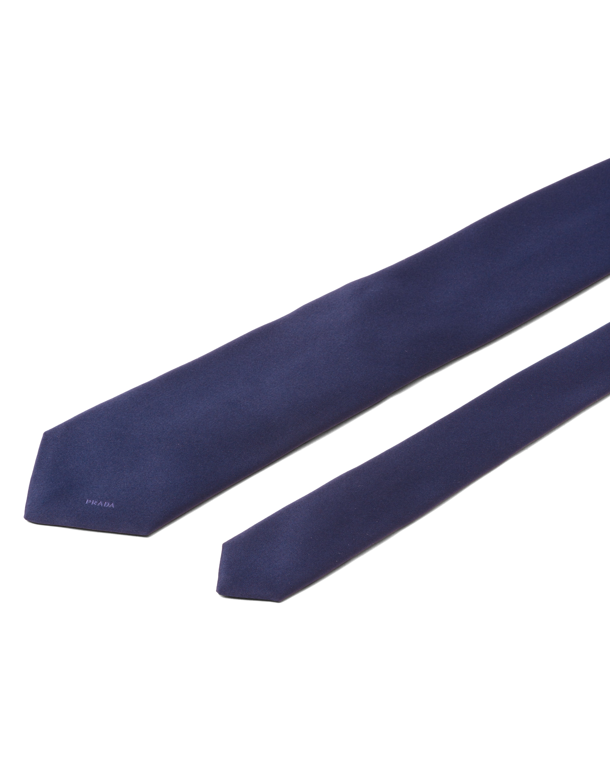 Prada Navy Blue Logo Embroidery Tie In Navy