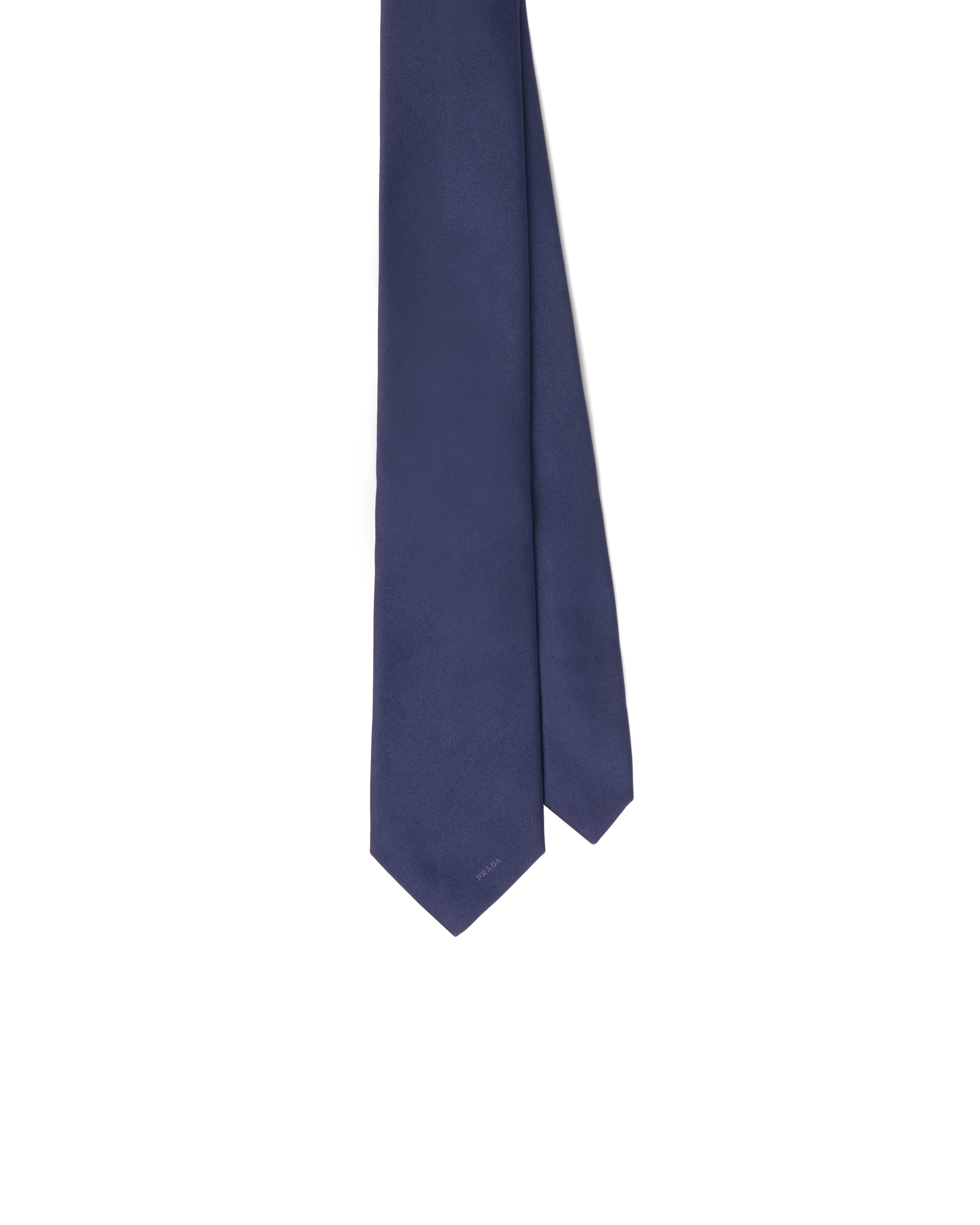 Prada Navy Blue Logo Embroidery Tie In Navy