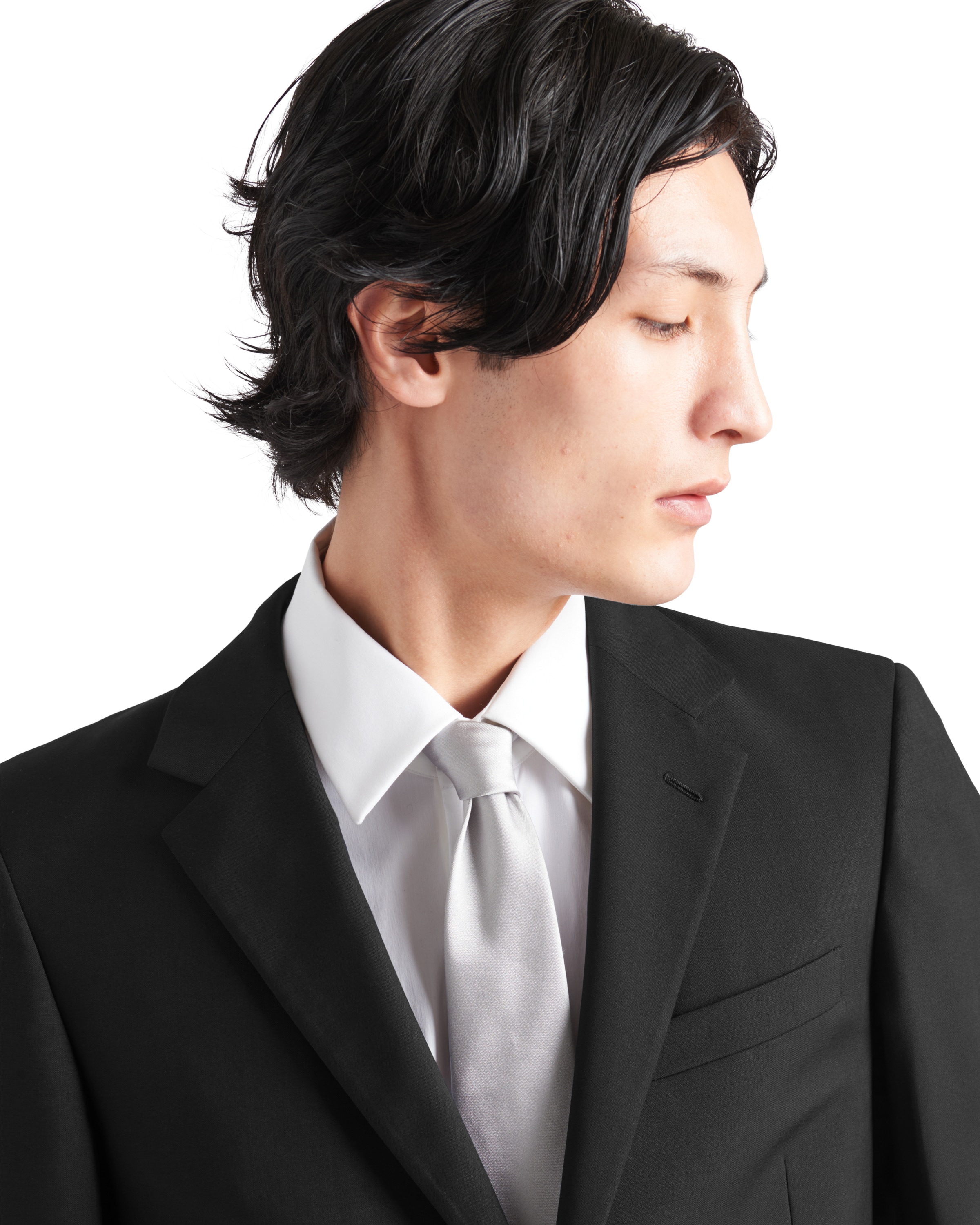 Prada Silk-satin Tie In Pearl Gray