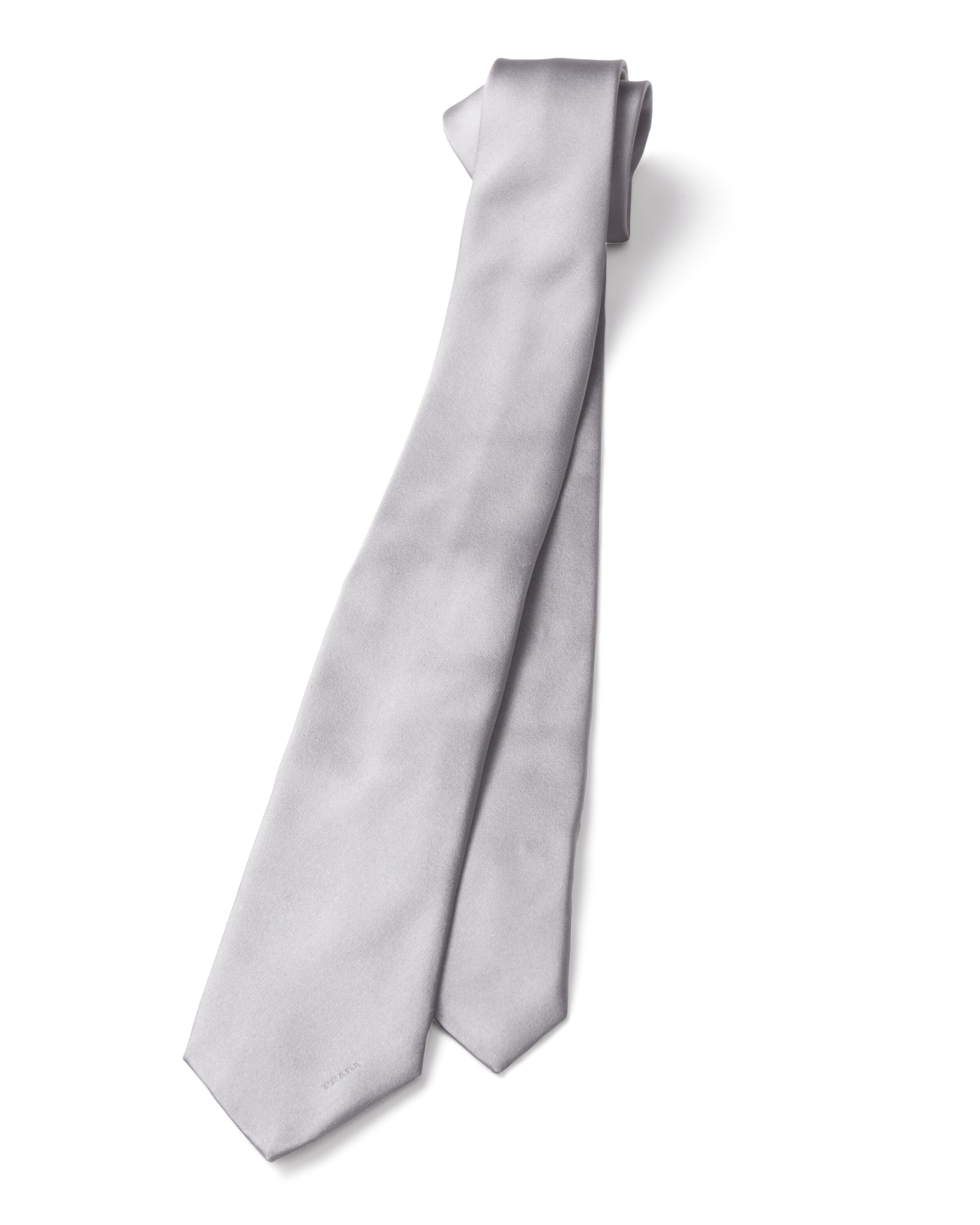 Prada Silk-satin Tie In Pearl Gray